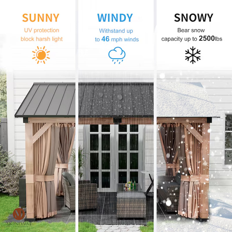 13-Ft X 11-Ft Brown Gazebo with Hardtop Roof (Screen Included)