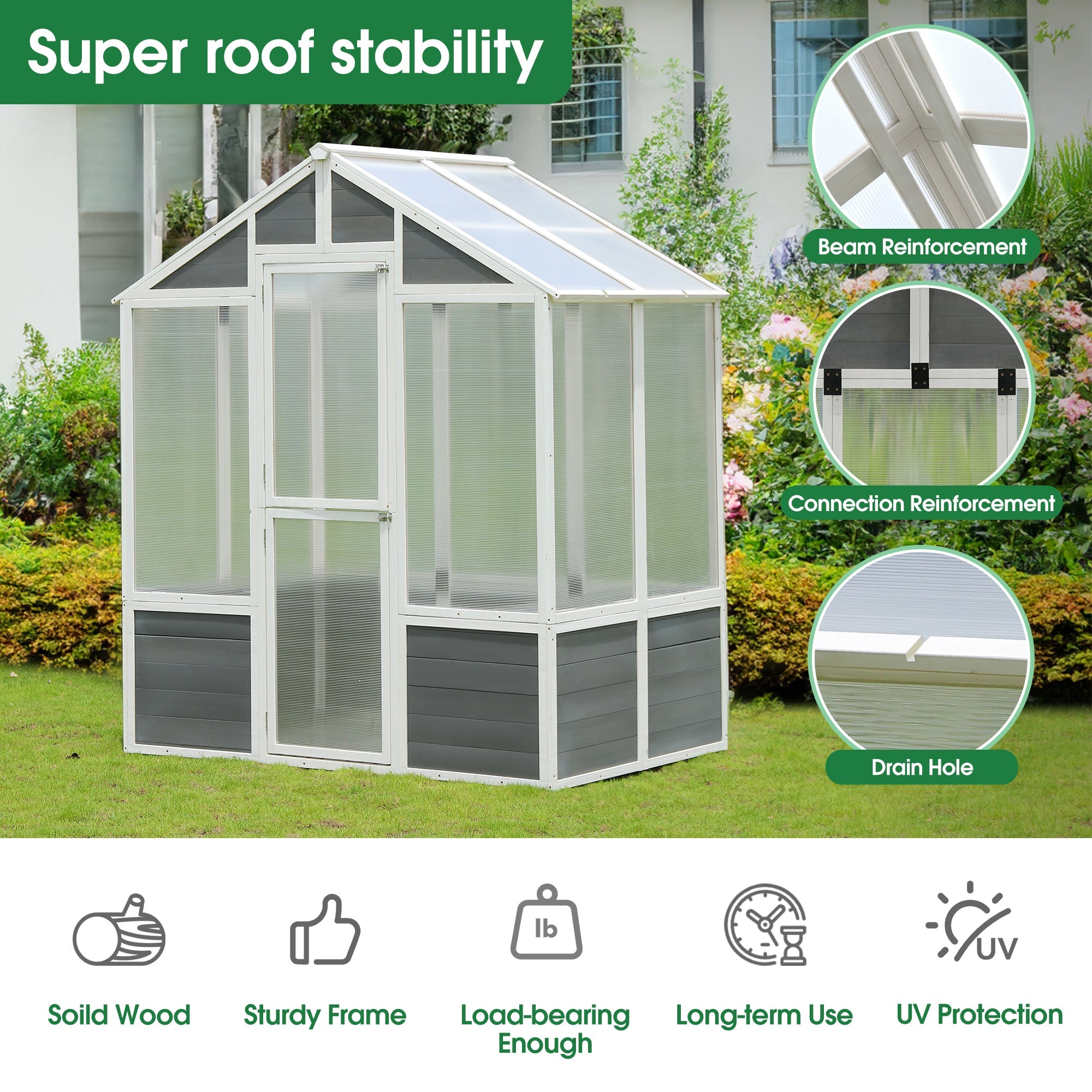 Wooden Greenhouse Polycarbonate Garden Shed for Plants