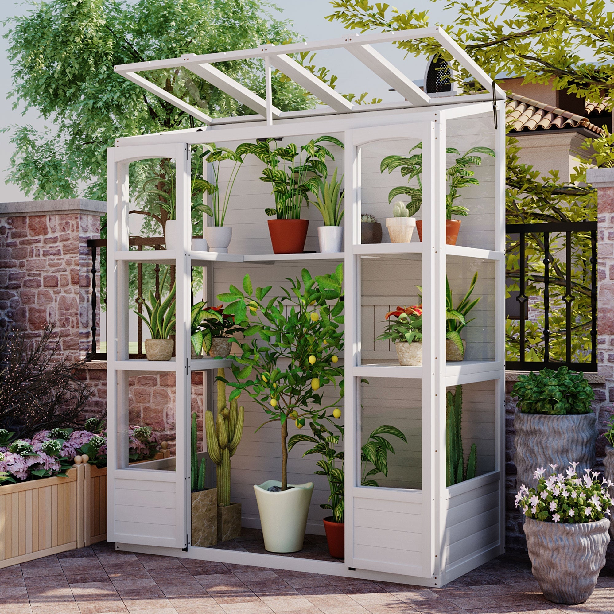 TOPMAX 78-Inch Wooden Greenhouse Cold Frame