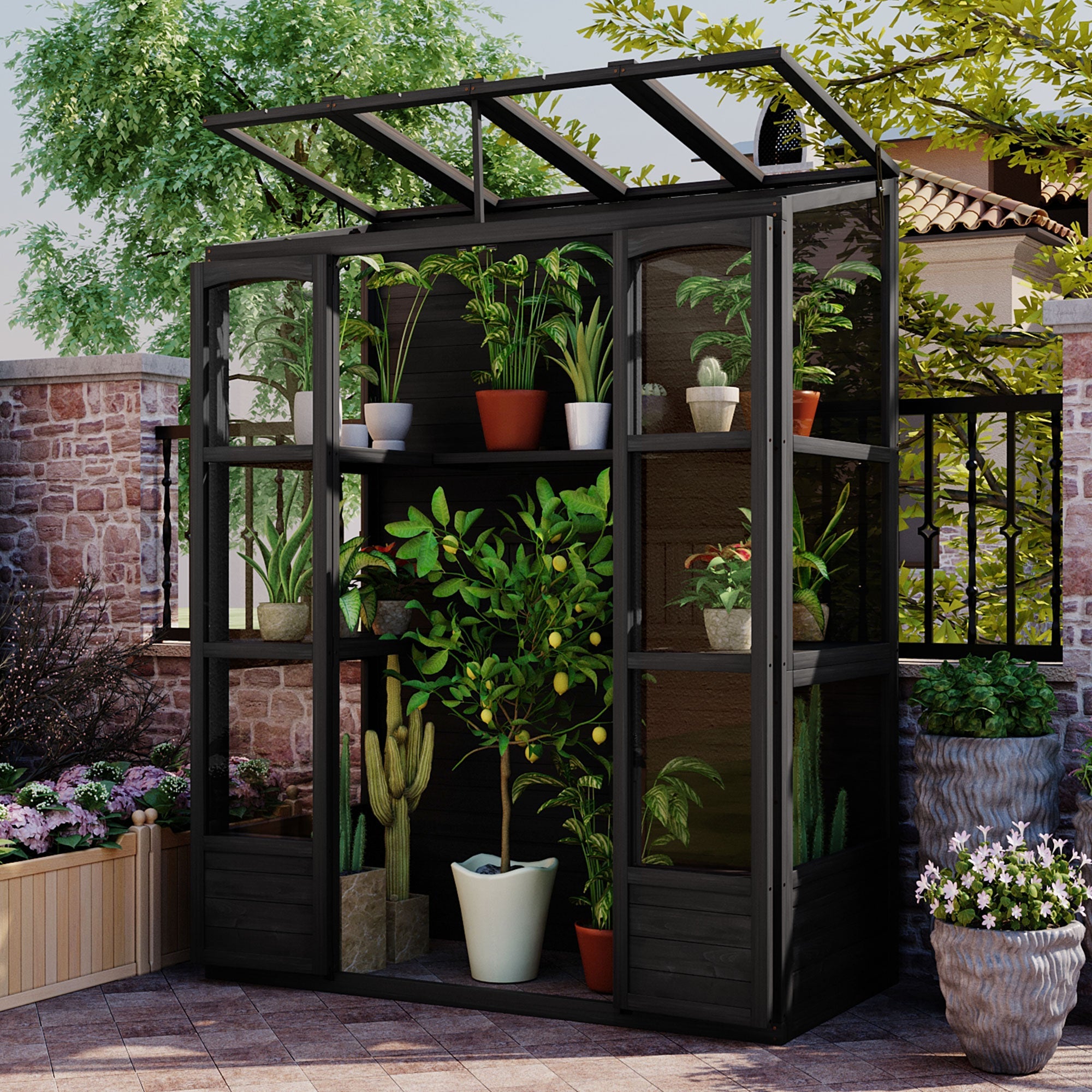 TOPMAX 78-Inch Wooden Greenhouse Cold Frame