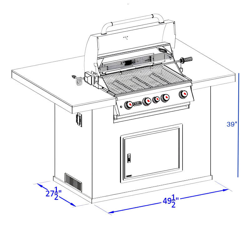 Bull Master Q 5.5-Foot BBQ Grill Island