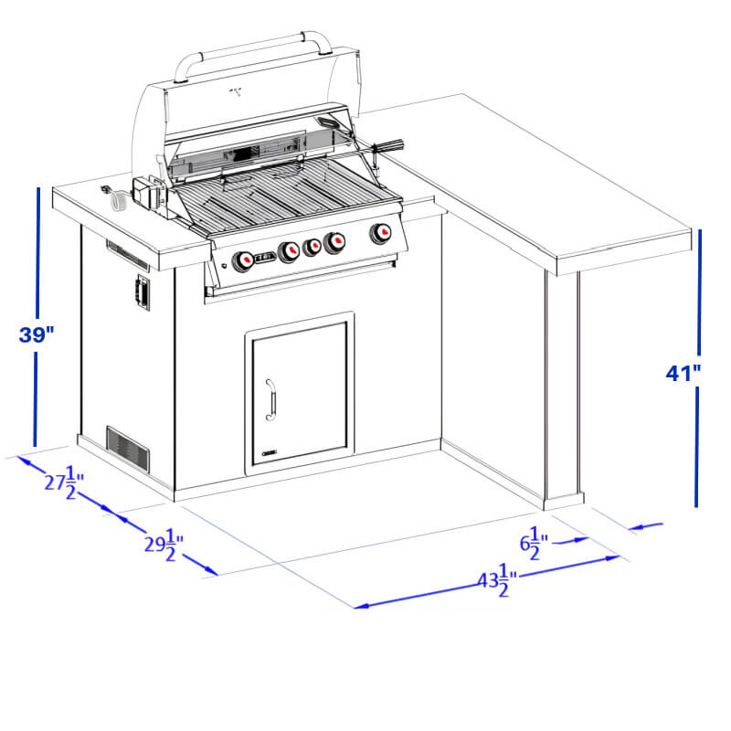 Bull Patio Q L-Shaped BBQ Grill Island