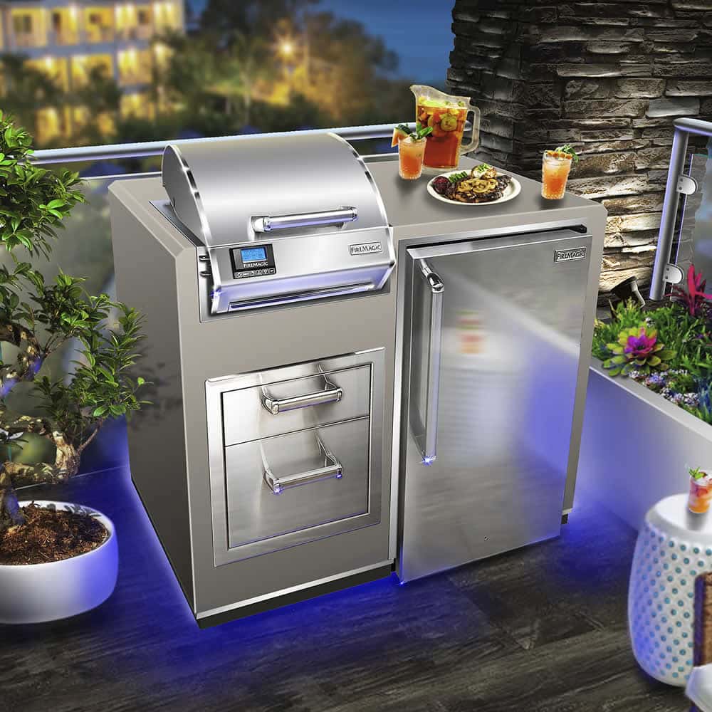 Fire Magic Electric Grill Island Bundle with Refrigerator