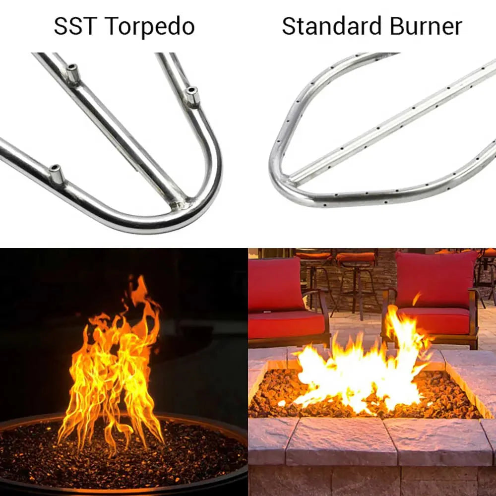 HPC Fire Round Torpedo Drop-In Fire Pit Burner Kit (On/Off Electronic Ignition)