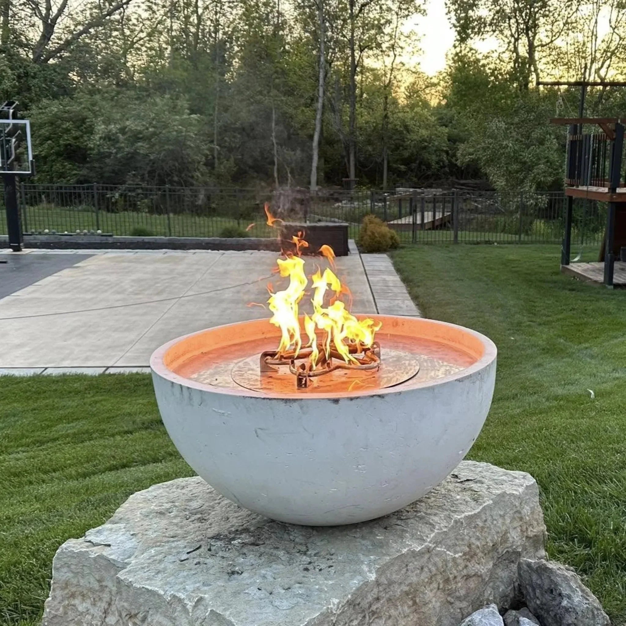 HPC Fire Round Flat Torpedo Fire Pit Burner Kit (On/Off Electronic Ignition)