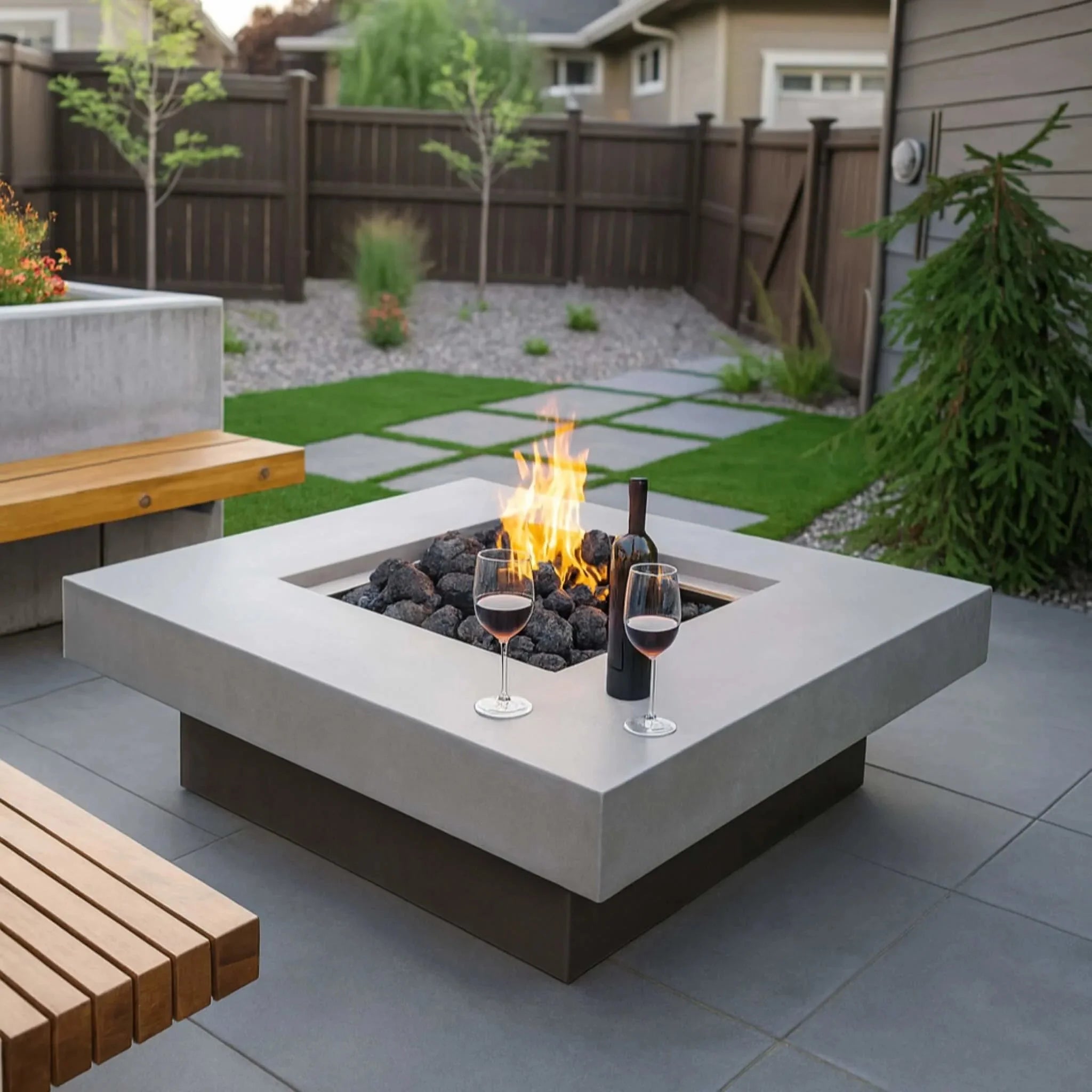 Square Drop-In On/Off Electronic Ignition Fire Pit Burner Kit by HPC Fire