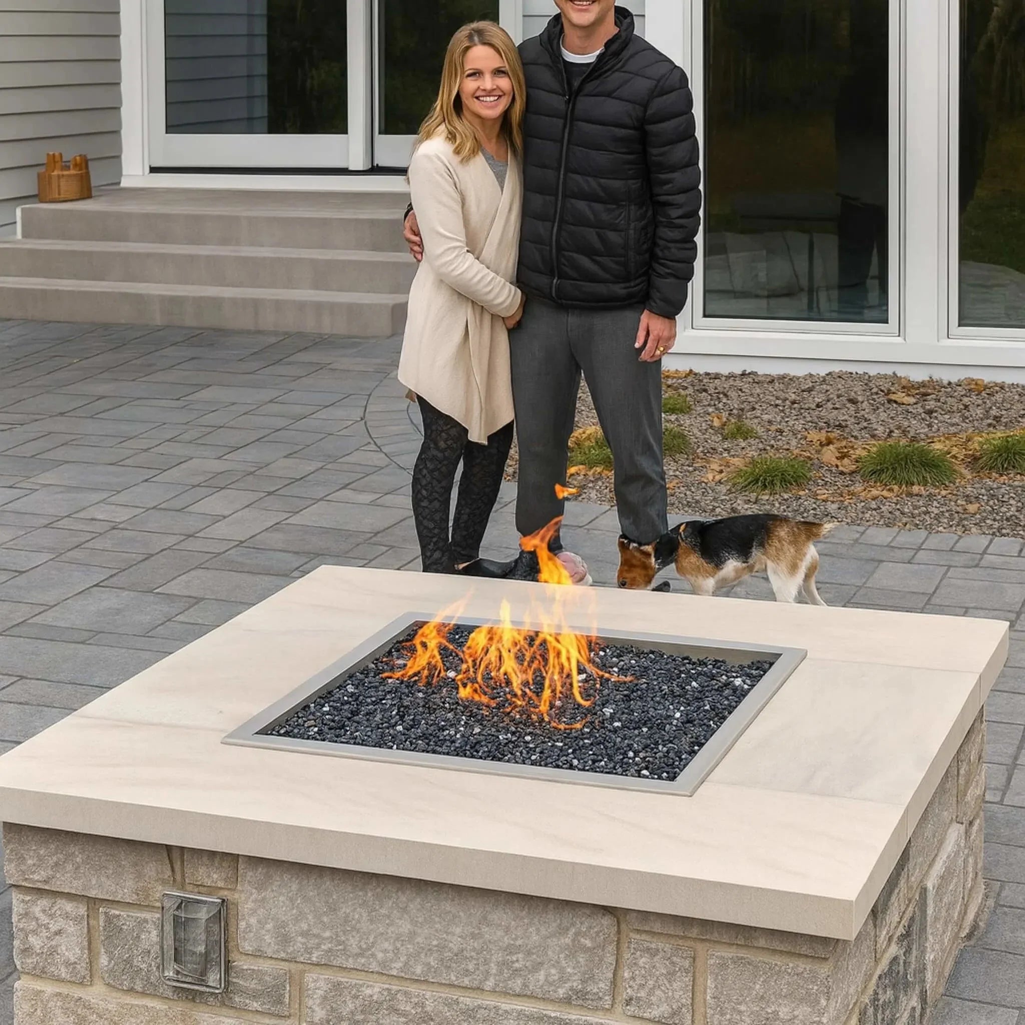 HPC Fire Square Torpedo Drop-In Fire Pit Kit (On/Off Electronic Ignition)