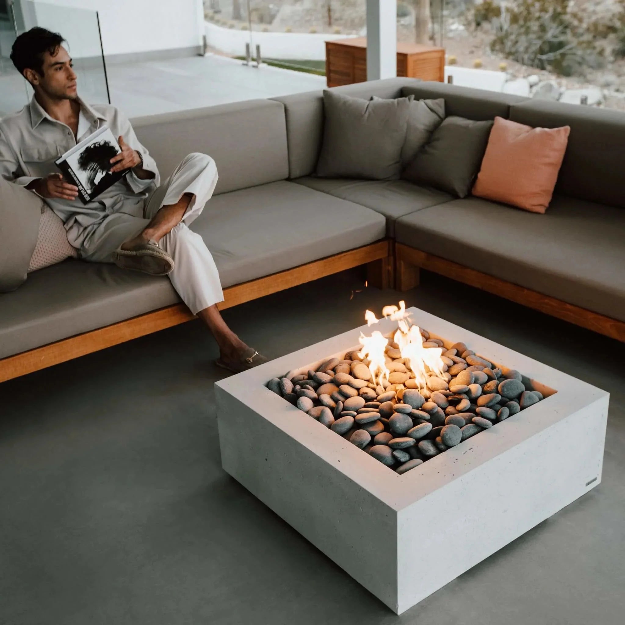 HPC Fire Square Flat Torpedo Fire Pit Burner Kit (On/Off Electronic Ignition)