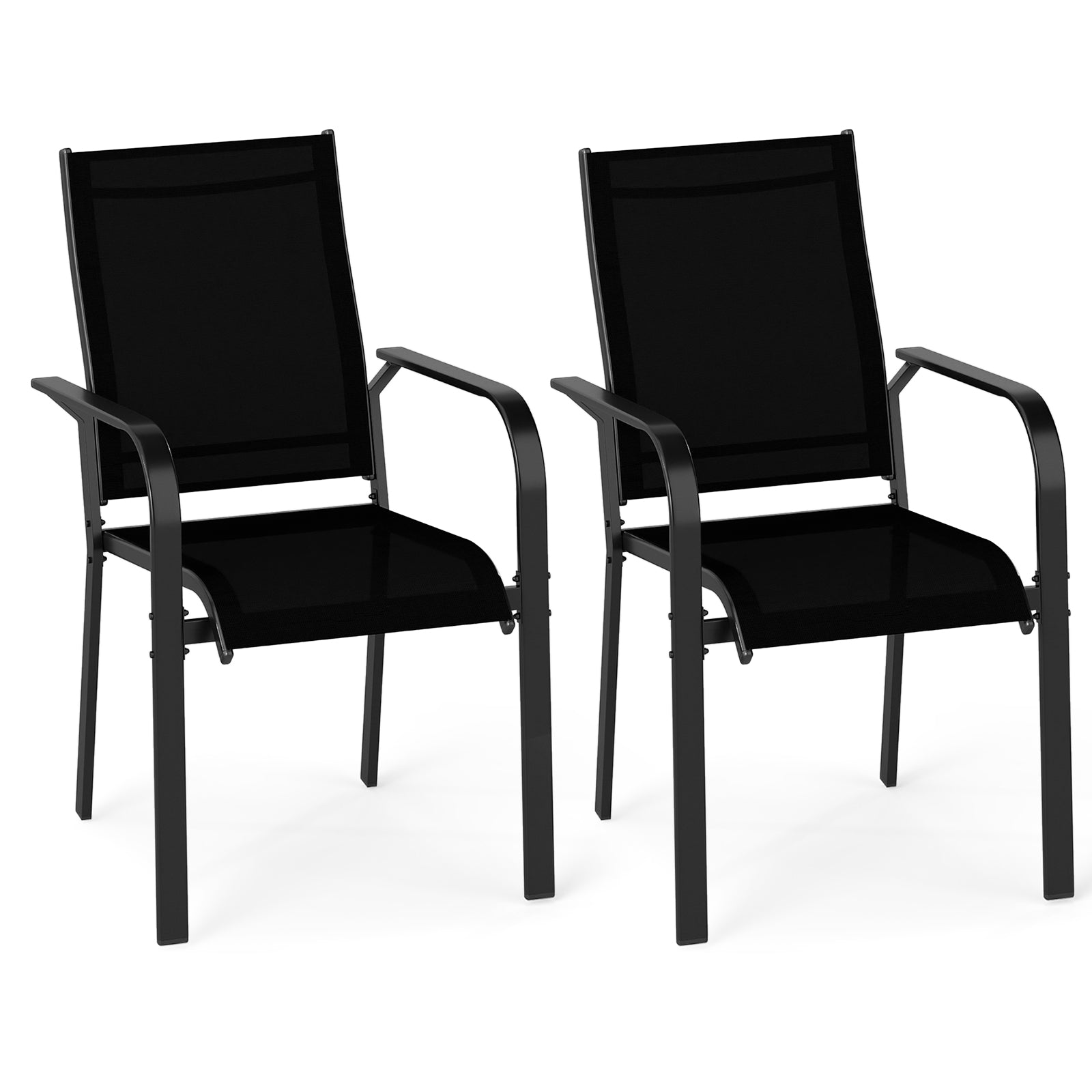 Patio Dining Chairs Set of 2/4/6 Stackable Outdoor Armchairs with Metal Frame