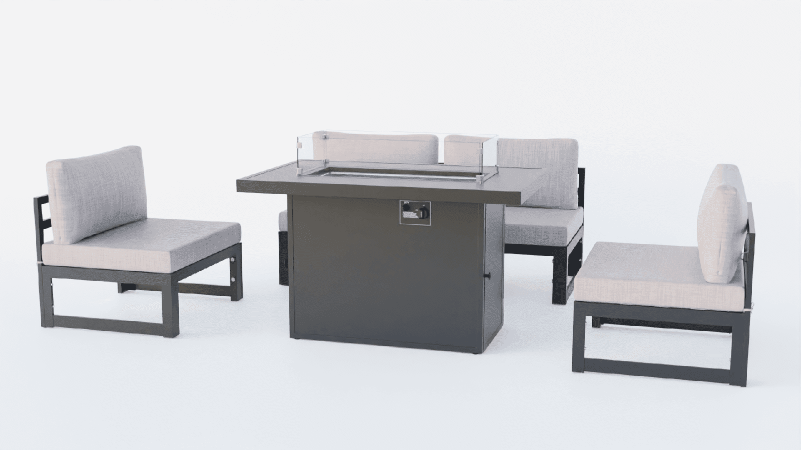 LeisureMod Chelsea 5-Piece Patio Set with Fire Pit Table