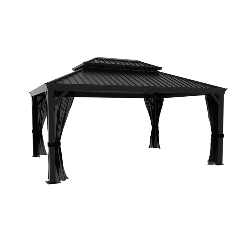 14-Ft X 12-Ft Hard Top Black Gazebo with Hardtop Roof