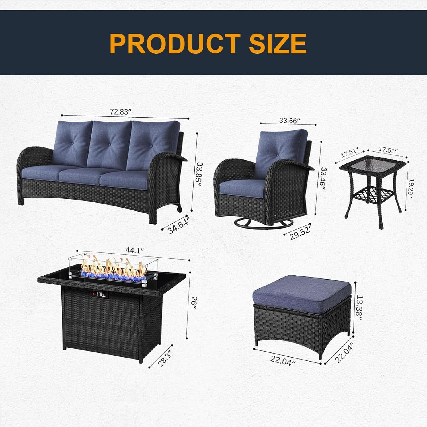 Outdoor Patio Furniture Set With Fire Pit Table 10 Piece Wicker Swivel Rocker