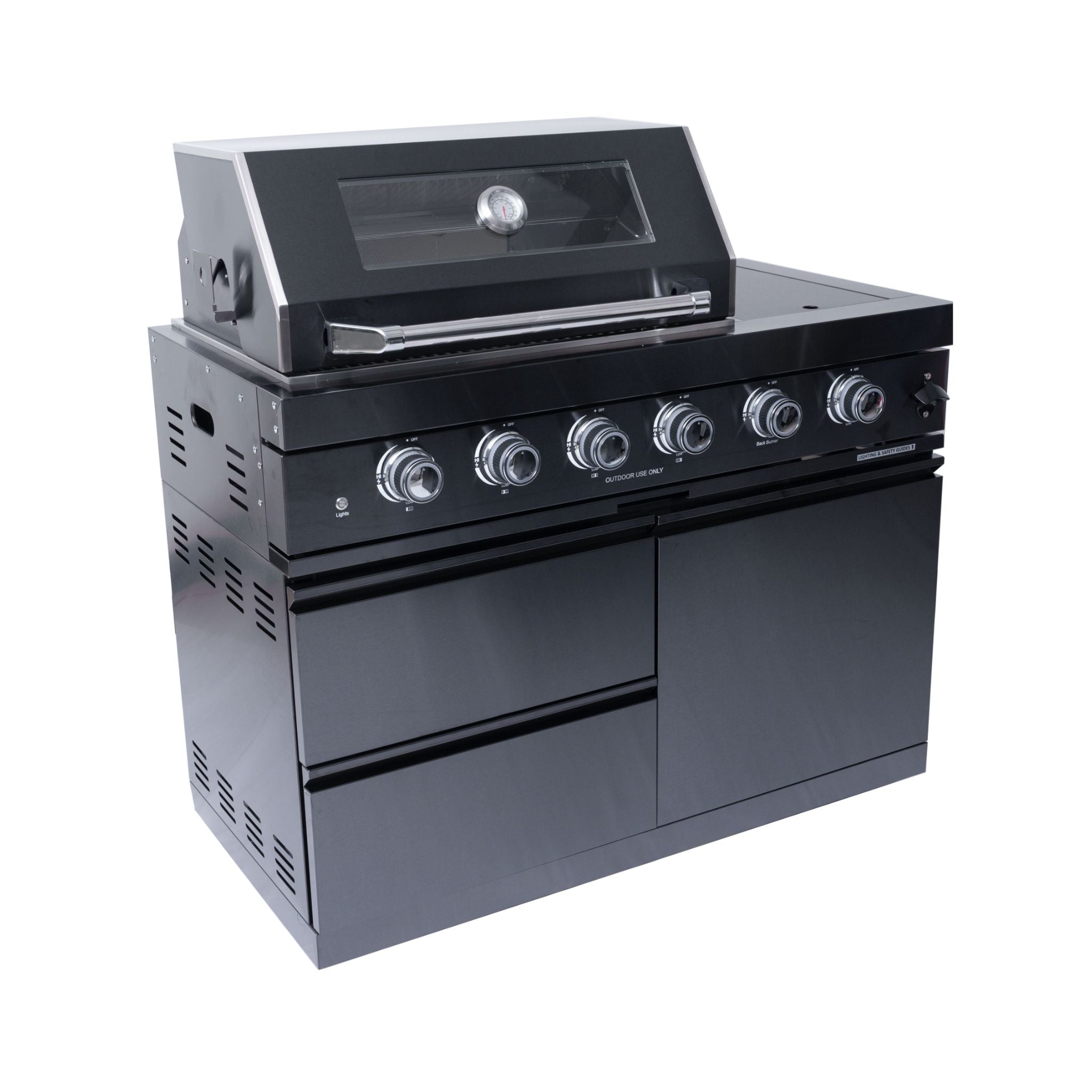 Castelle Flame Black Stainless Steel 4-Burner Gas Grill with Rotisserie Kit