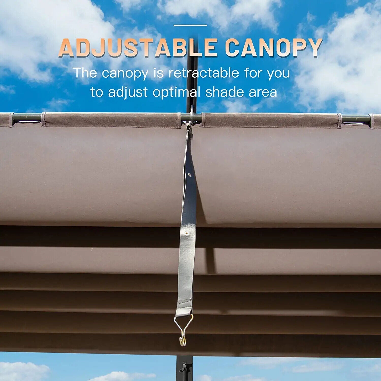Alora Outdoor Aluminum Pergola with Retractable Canopy Roof