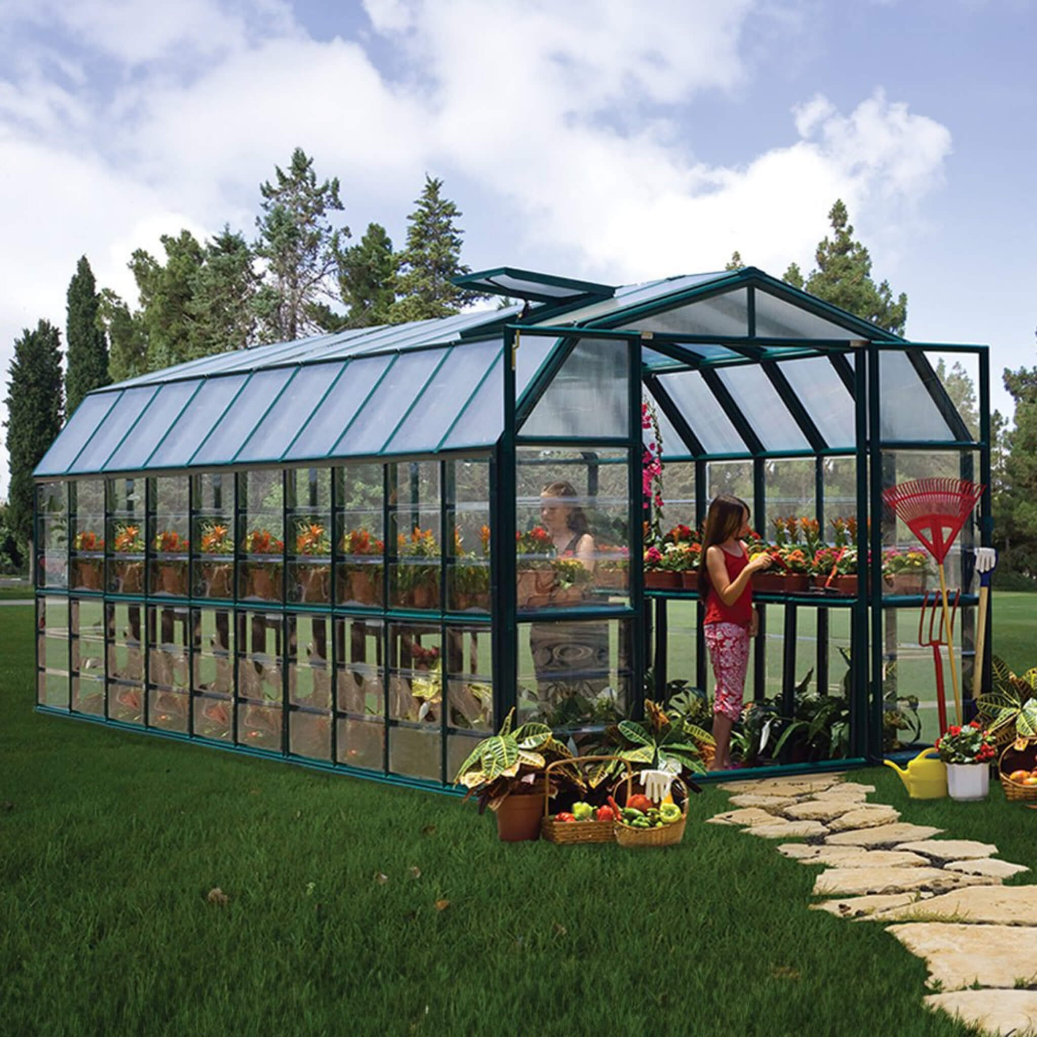 Extra Large Barn-Style Weatherproof Walk-In Greenhouse With Roof Vents (SAK85716)