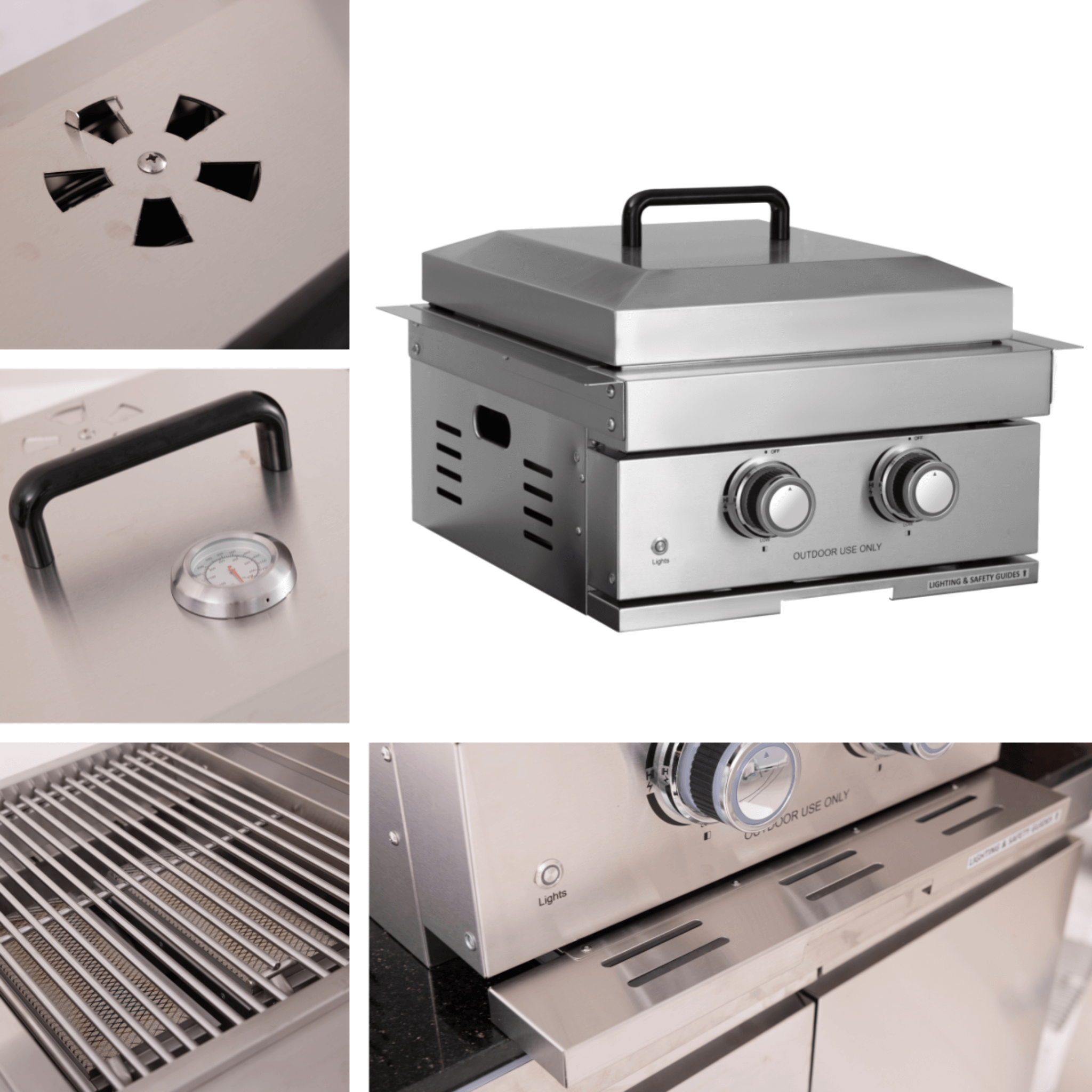 Premium Outdoor Kitchen with 32-Inch Built-In Stainless Steel Gas Grill, Ice Box, Door and Drawer Combo