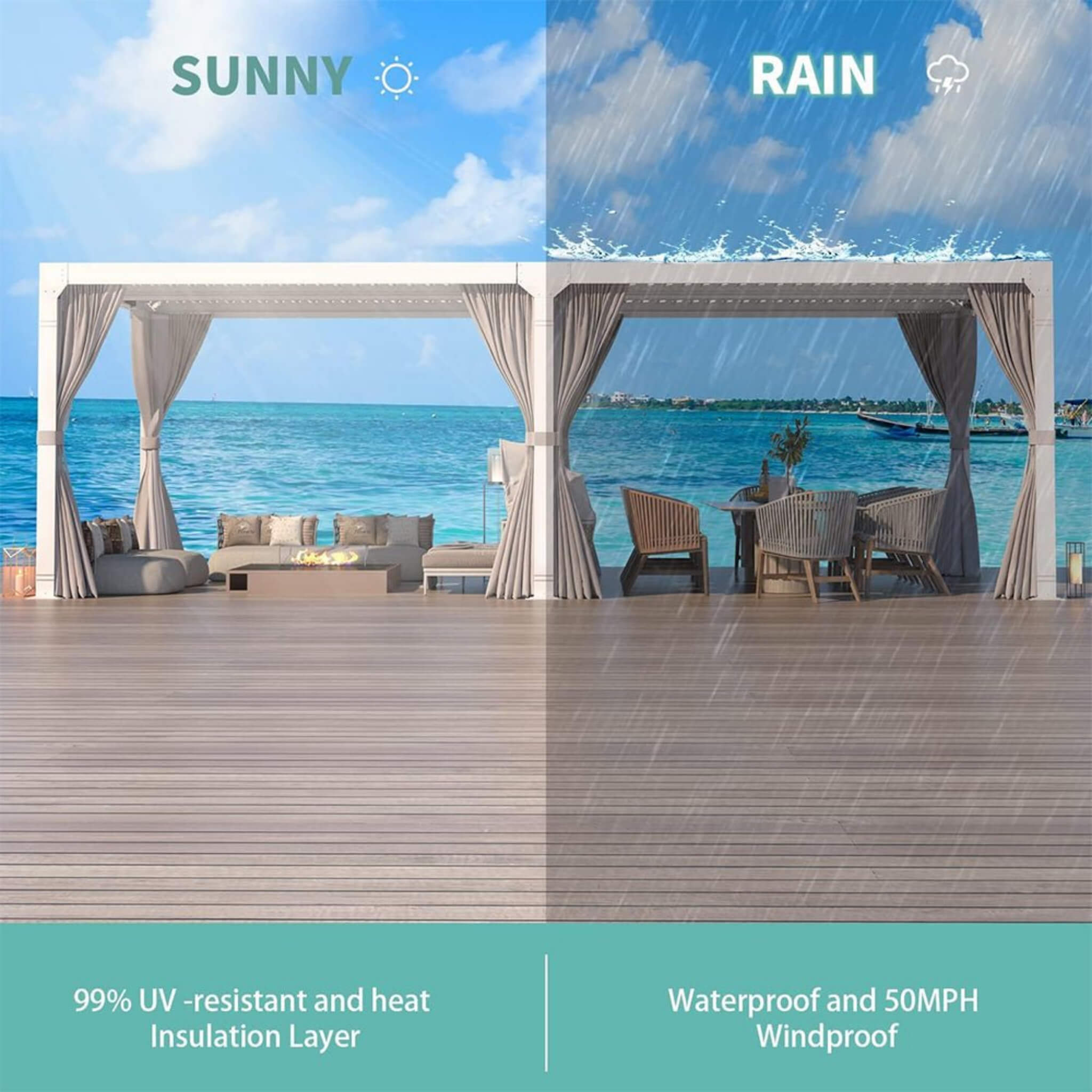 Alora 12 x 20 ft Outdoor Louvered Pergola with Adjustable Aluminum Roof