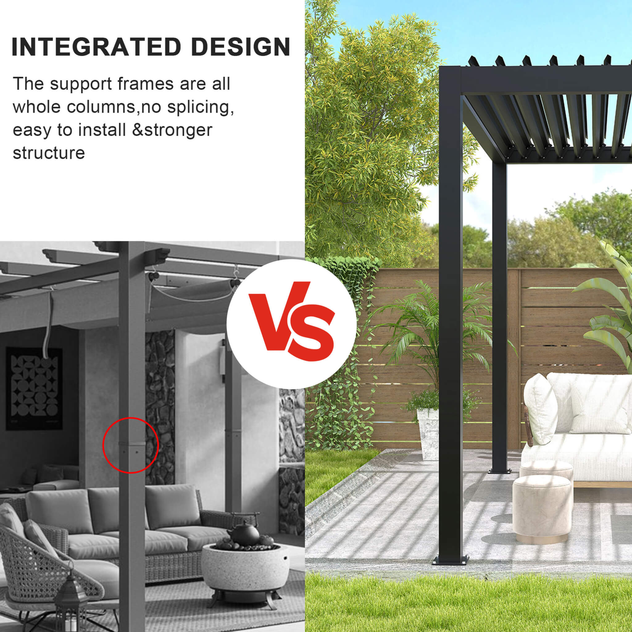 Alora 10 x 19 ft Outdoor Pergola with Aluminum Frame and Steel Louvers