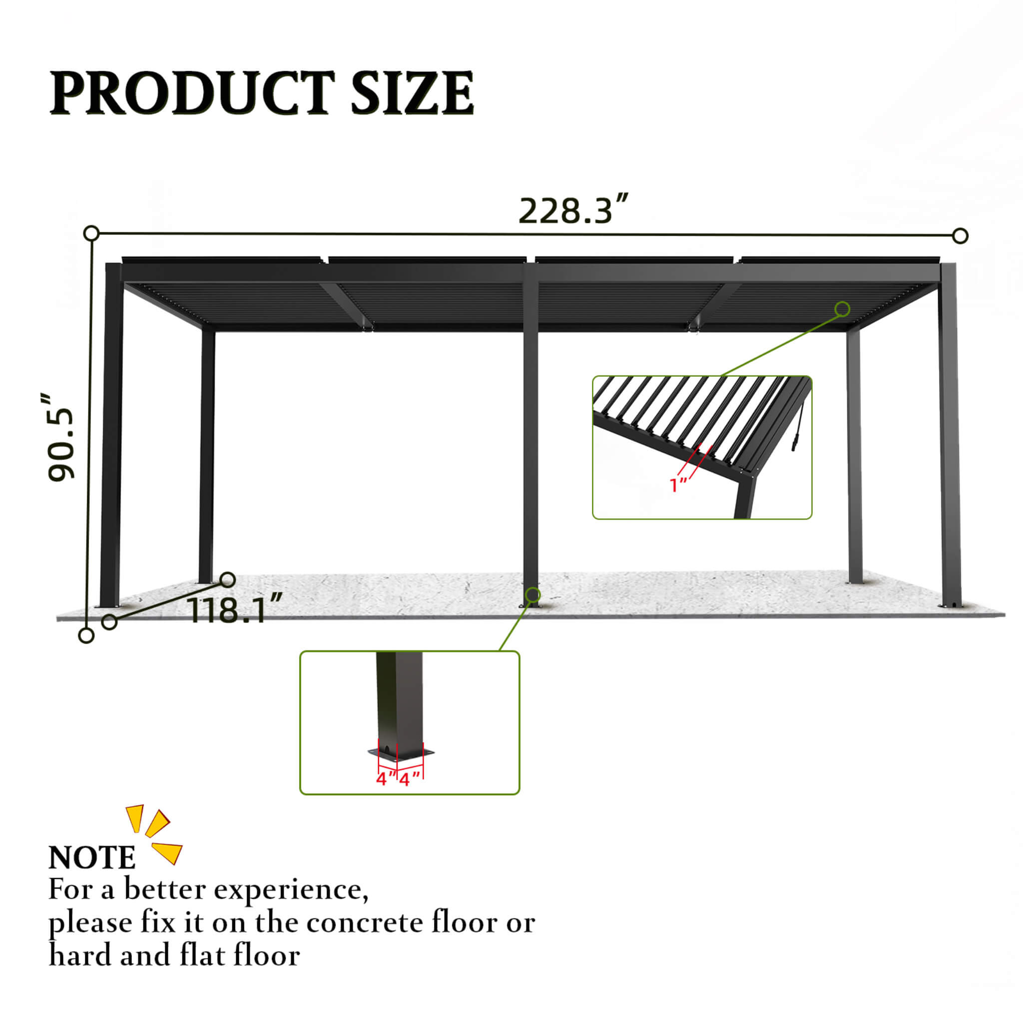 Alora 10 x 19 ft Outdoor Pergola with Aluminum Frame and Steel Louvers
