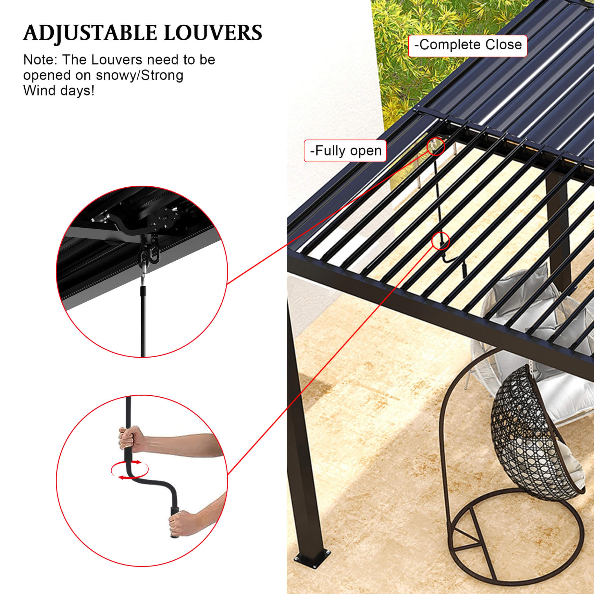 Alora 10 x 19 ft Outdoor Pergola with Aluminum Frame and Steel Louvers