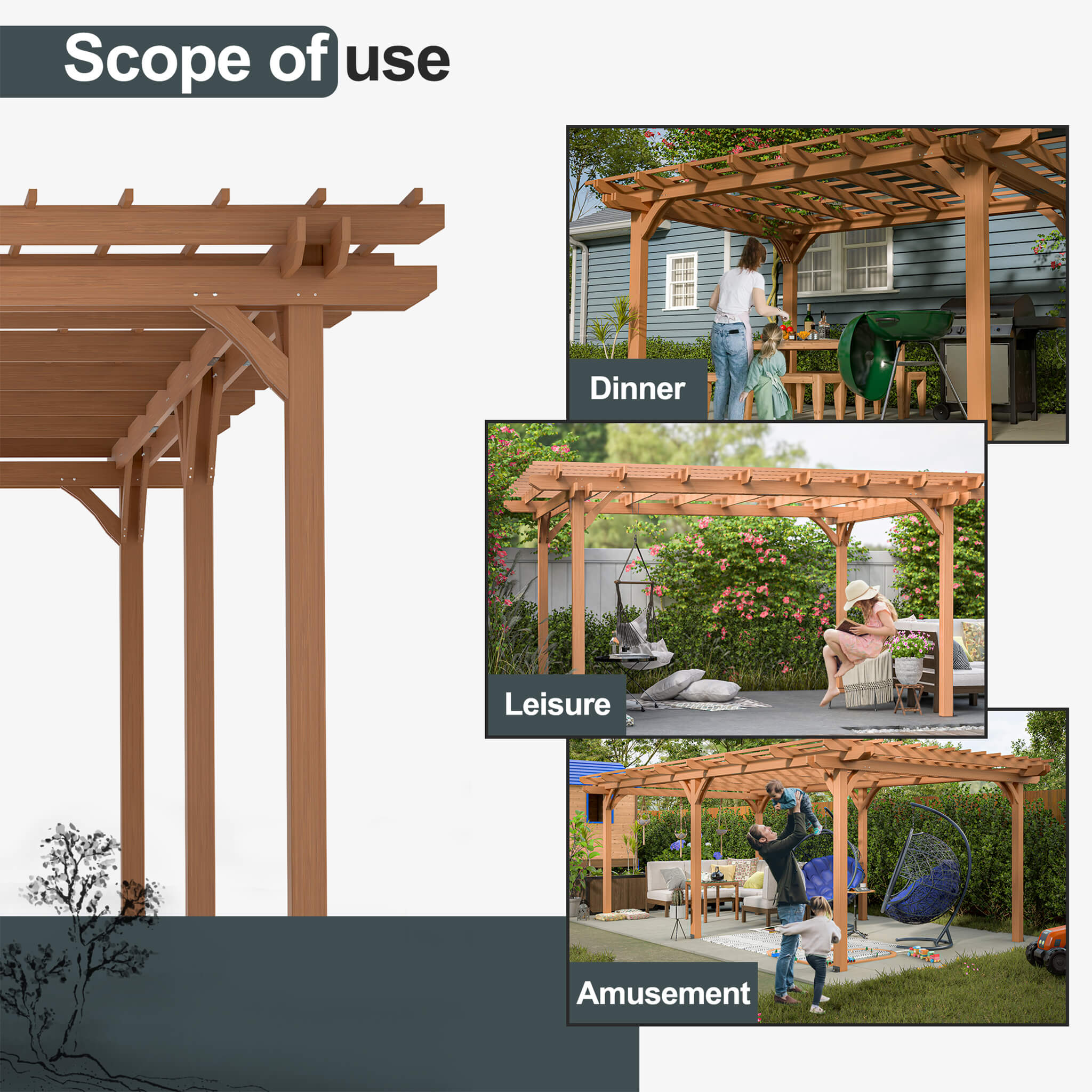 Alora 12 x 16 ft Outdoor Wooden Gazebo