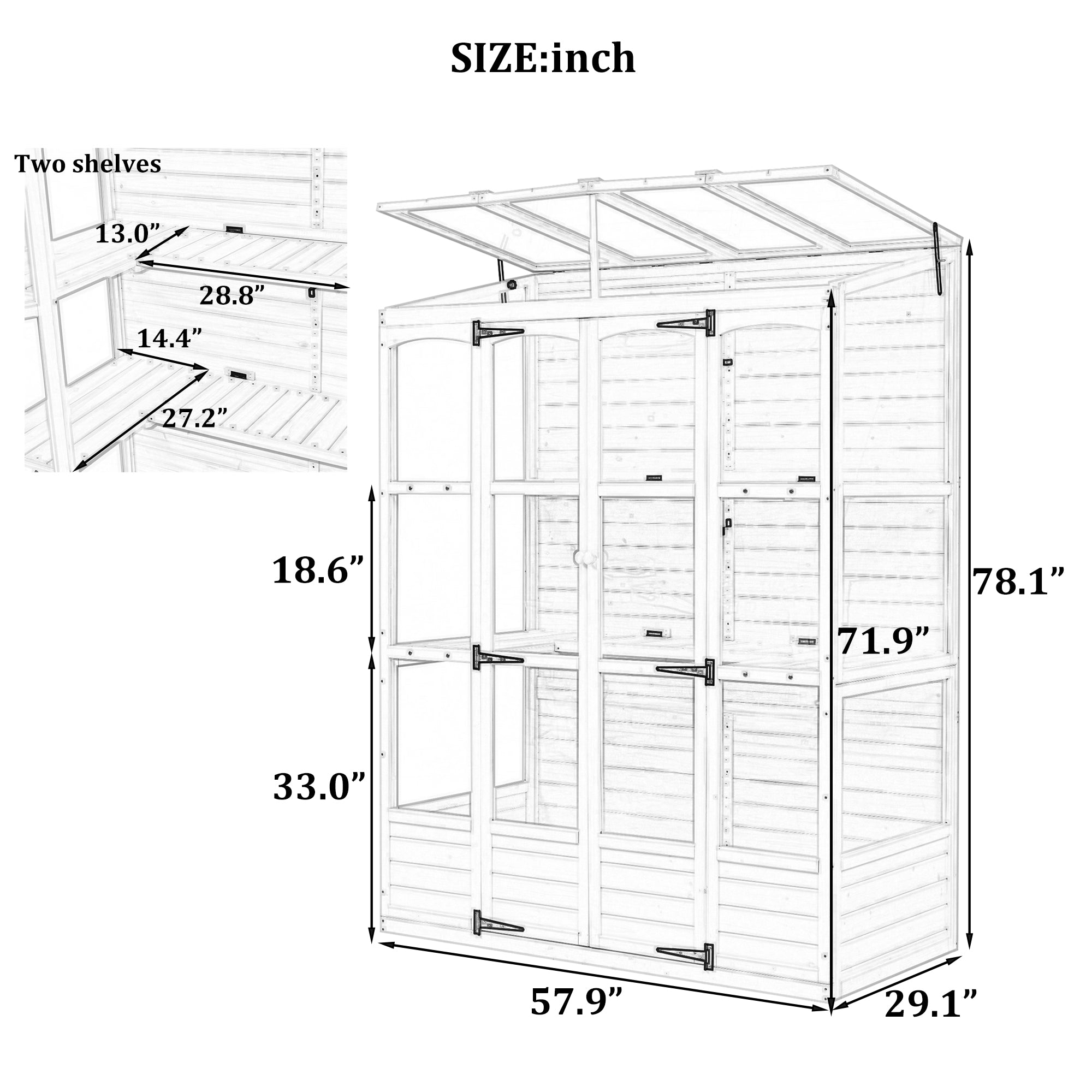 TOPMAX 78-Inch Wooden Greenhouse Cold Frame