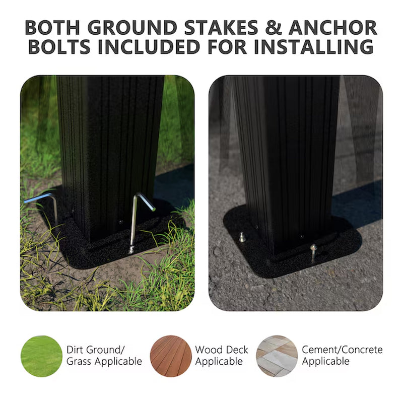 14-Ft X 12-Ft Hard Top Black Gazebo with Hardtop Roof