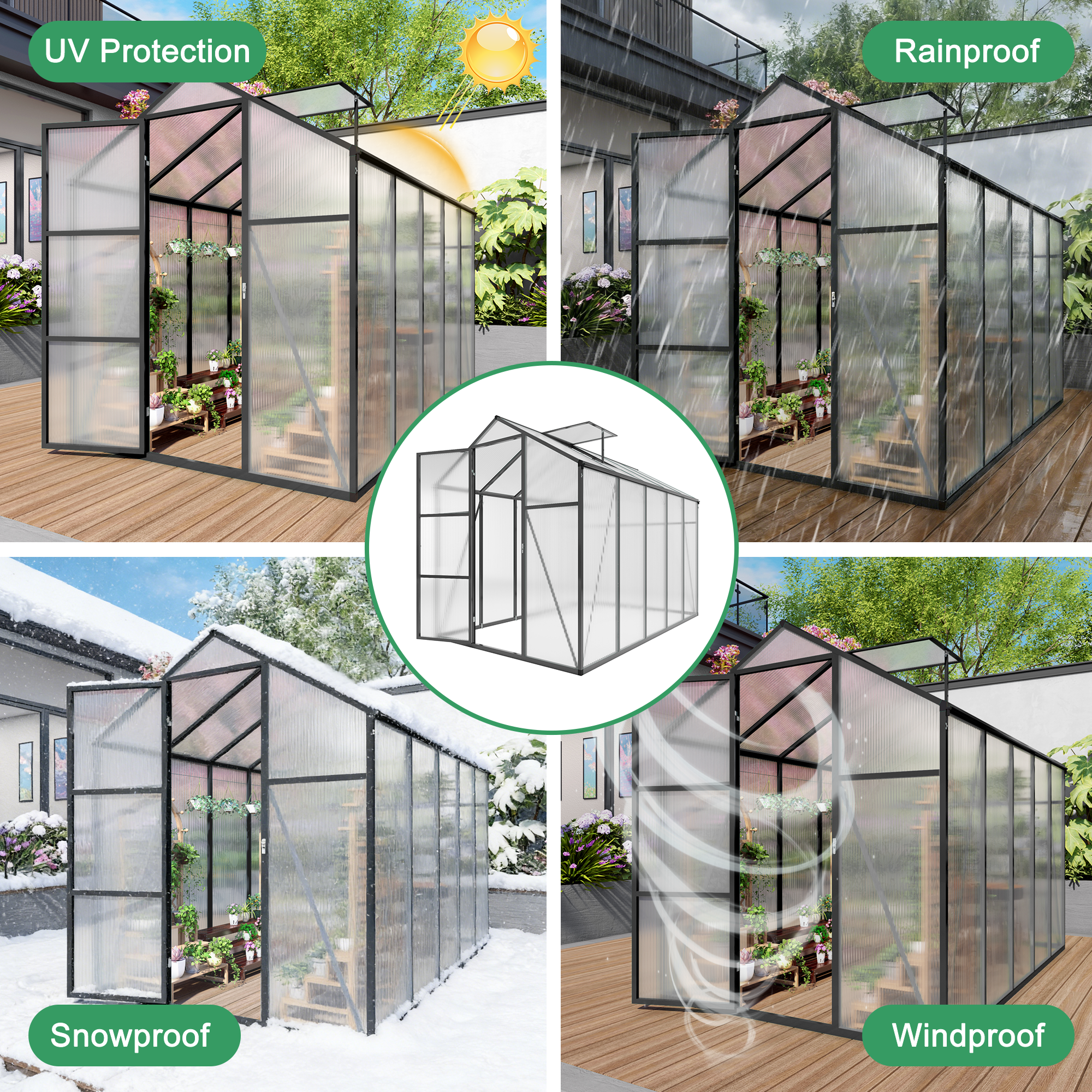 6x10FT Walk-in Outdoor Greenhouse