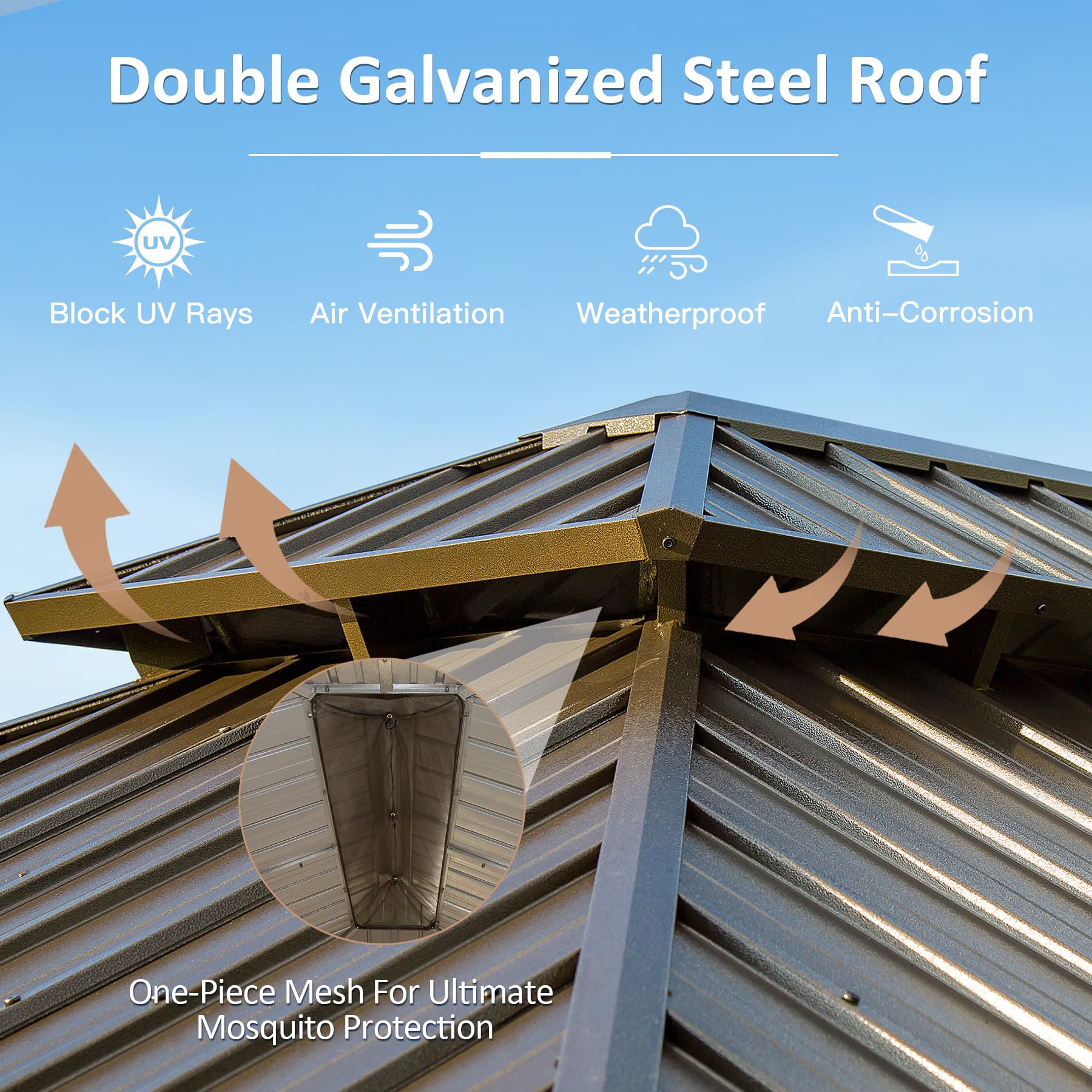 10' x 12' Hardtop Gazebo Permanent Metal Gazebo