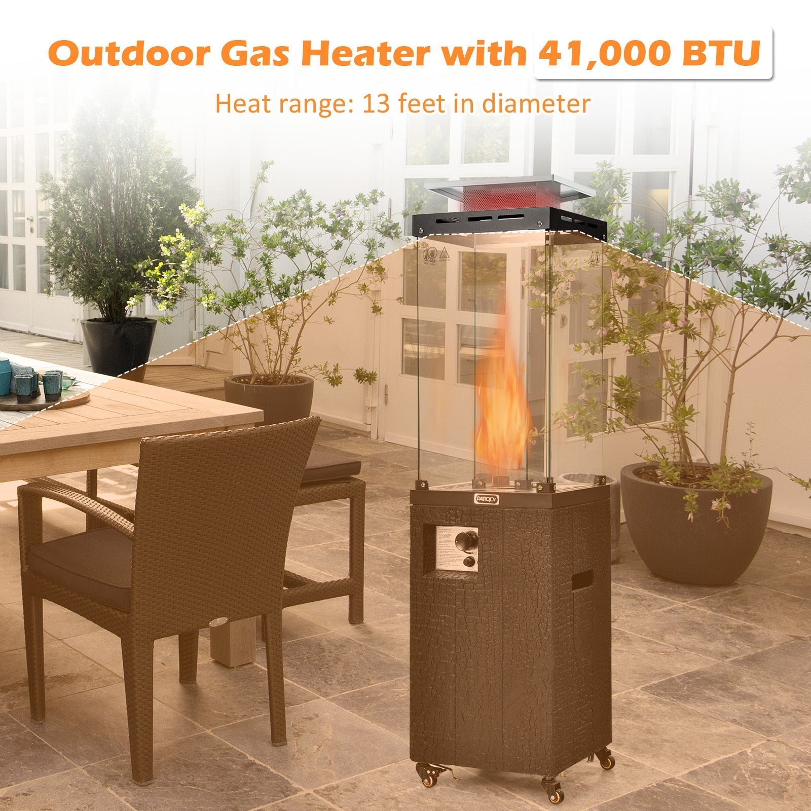 41 000 BTU Propane Patio Heater with Metal Hood