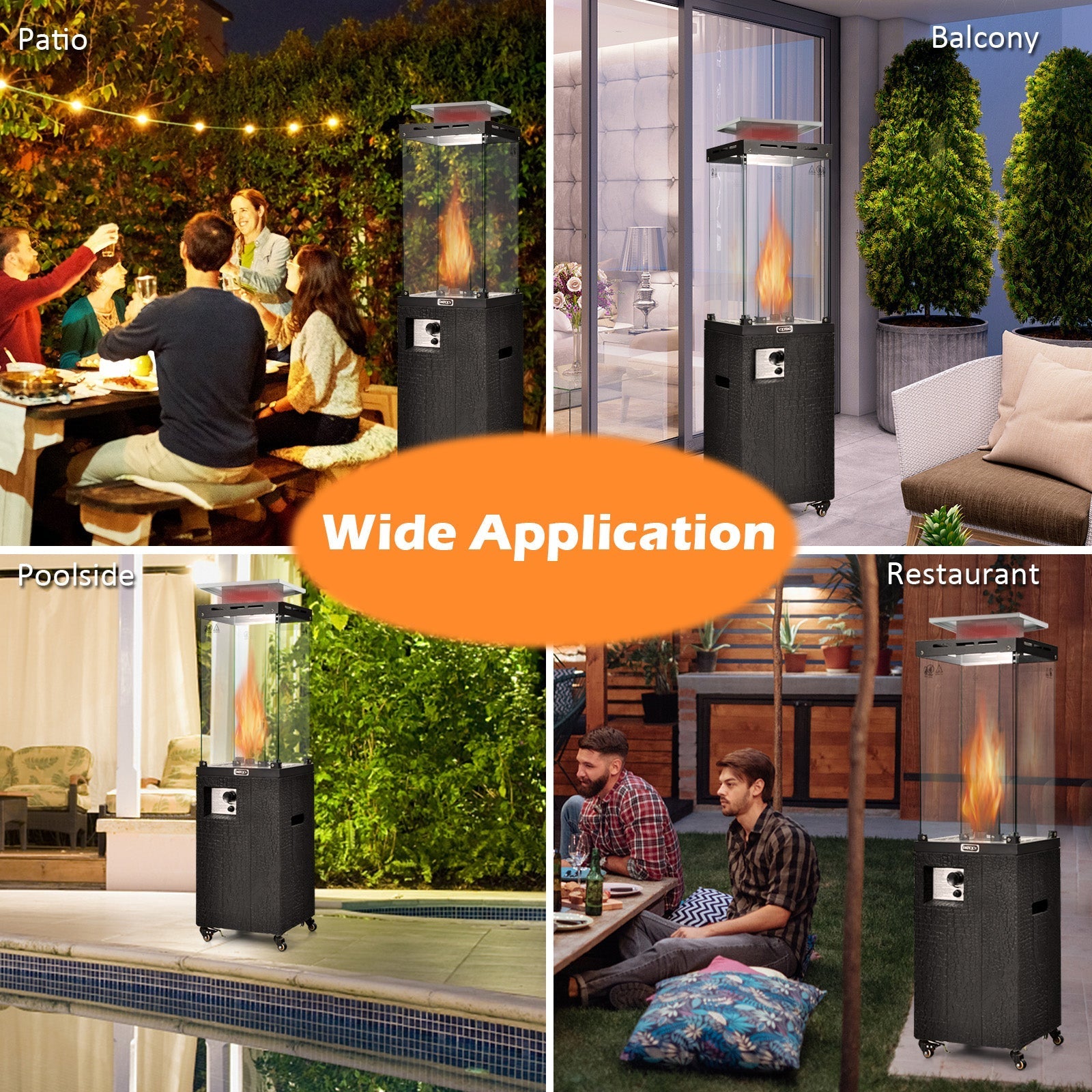 41 000 BTU Propane Patio Heater with Metal Hood