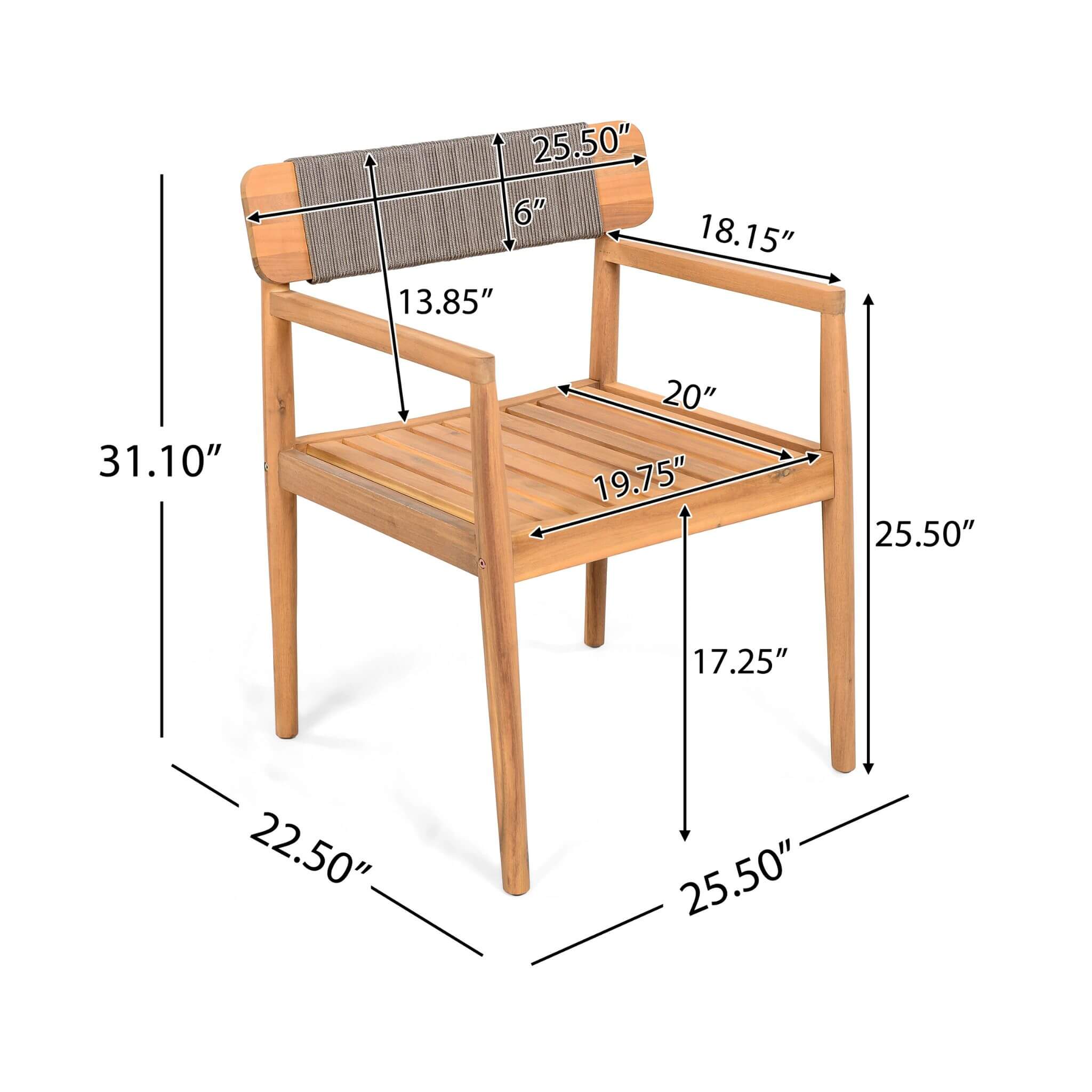 Alora 5-Piece Acacia Wood Outdoor Patio Dining Set with Chairs and Table