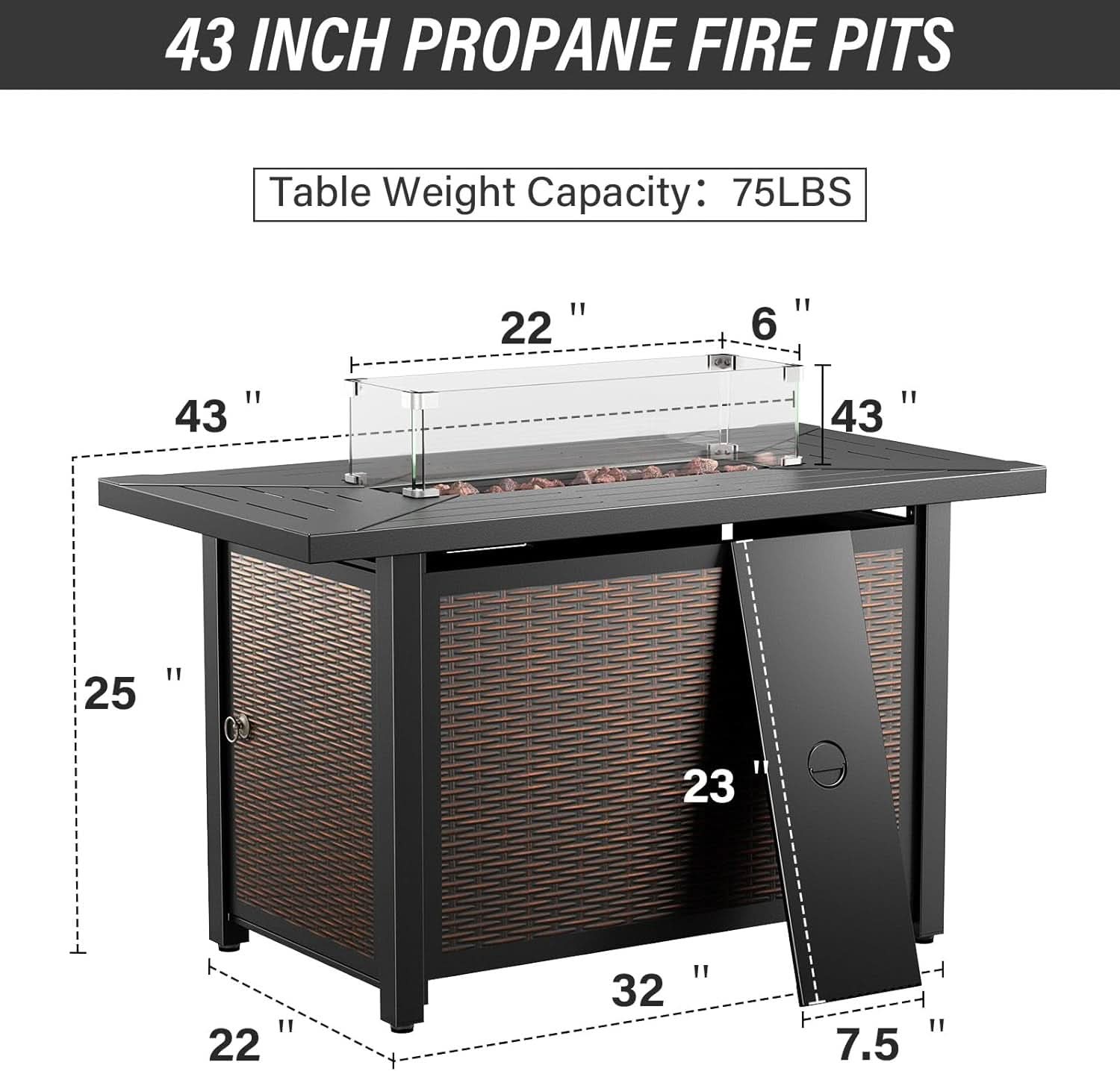 8 Piece Patio Set With 50000 BTU Propane Fire Pit Table