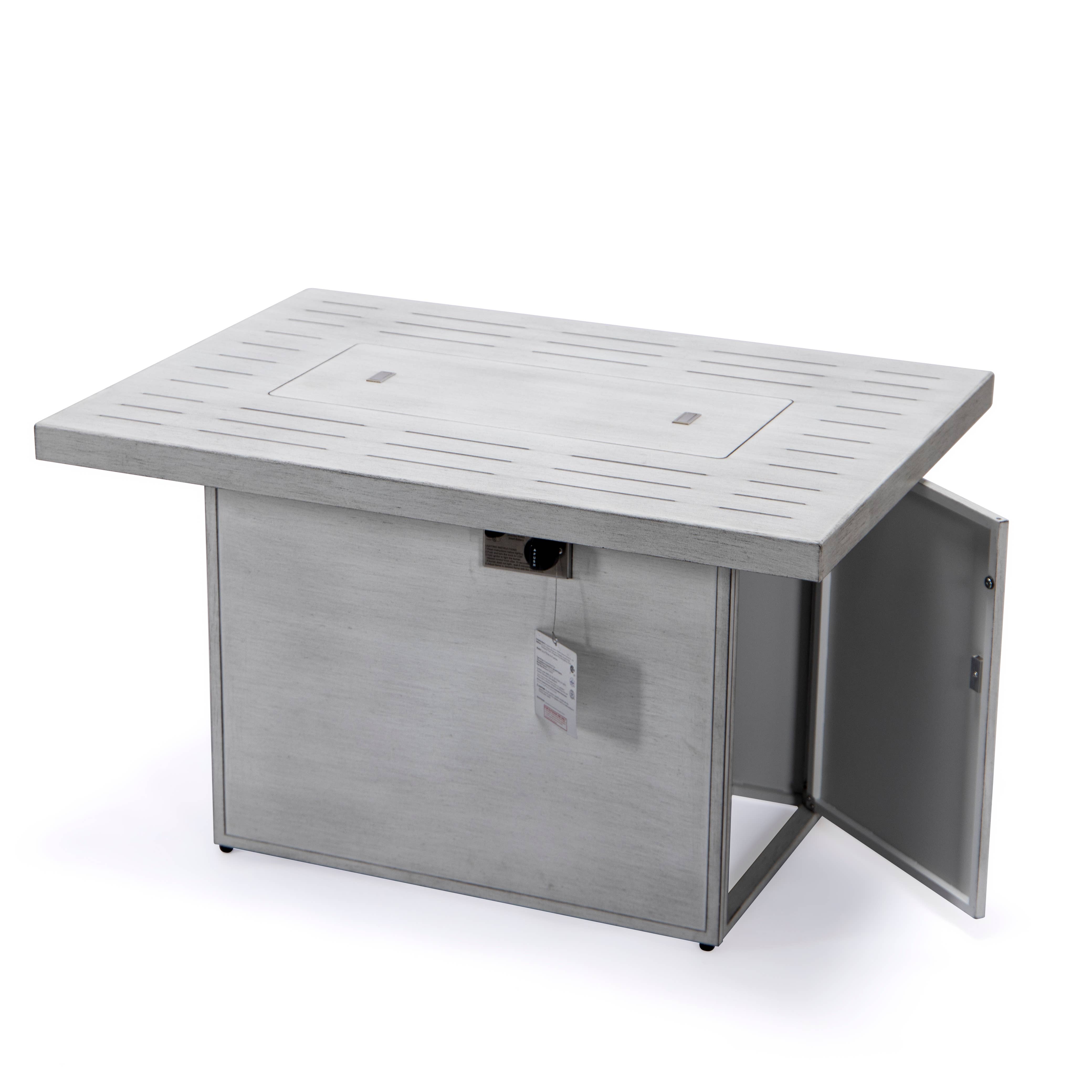 LeisureMod Chelsea Fire Pit Table 55,000 BTU Propane Outdoor Fire Pit with Lid