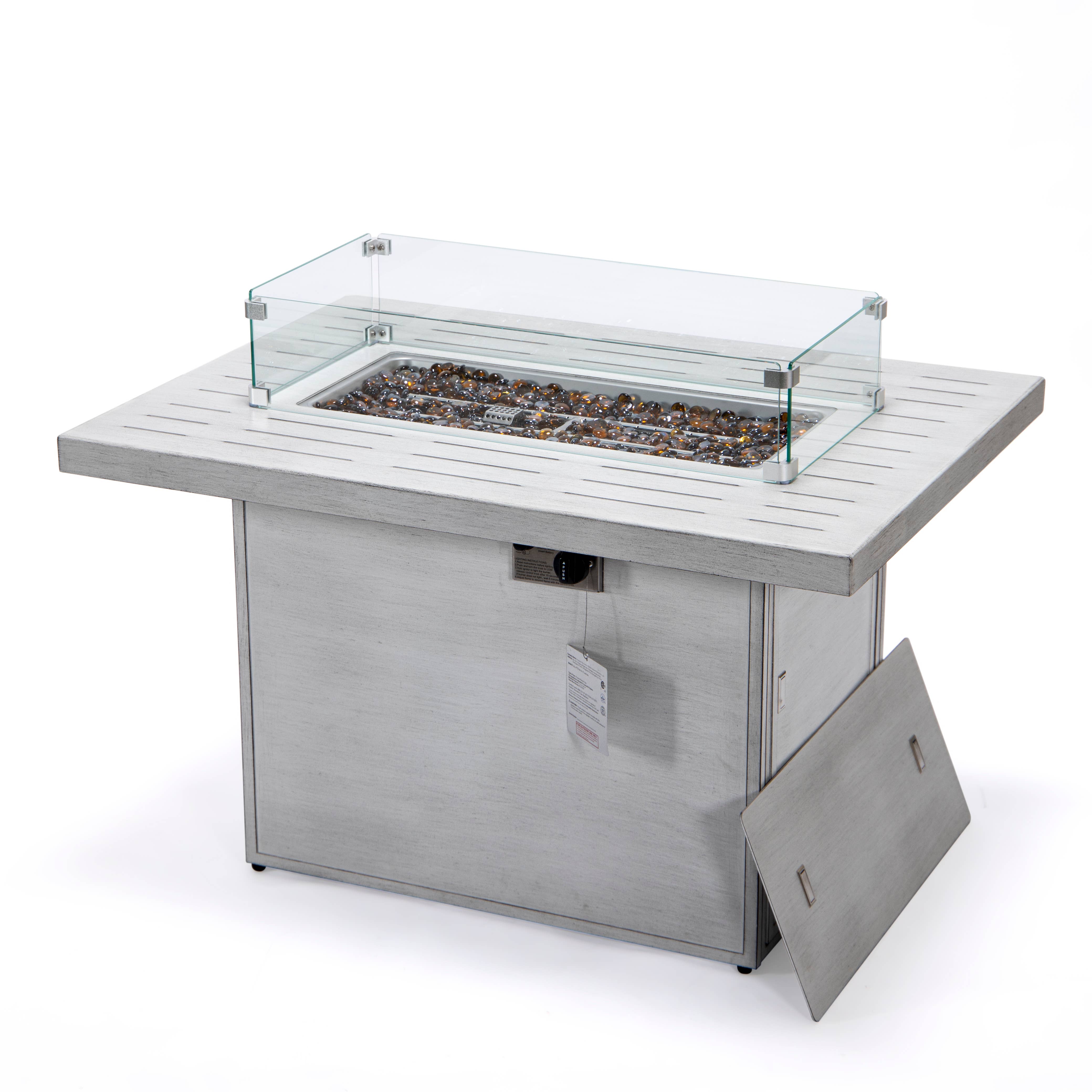 LeisureMod Chelsea Fire Pit Table 55,000 BTU Propane Outdoor Fire Pit with Lid
