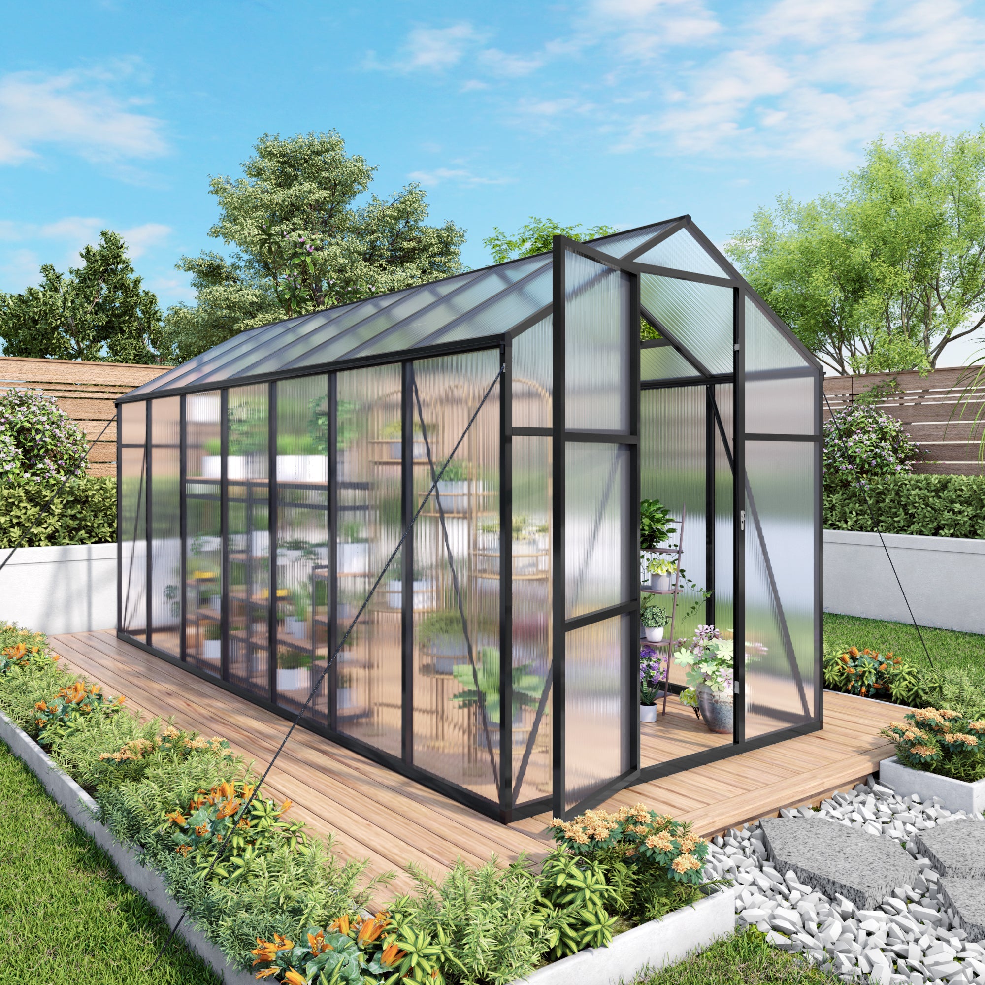 6x14FT Outdoor Greenhouse - Polycarbonate with Aluminum Frame