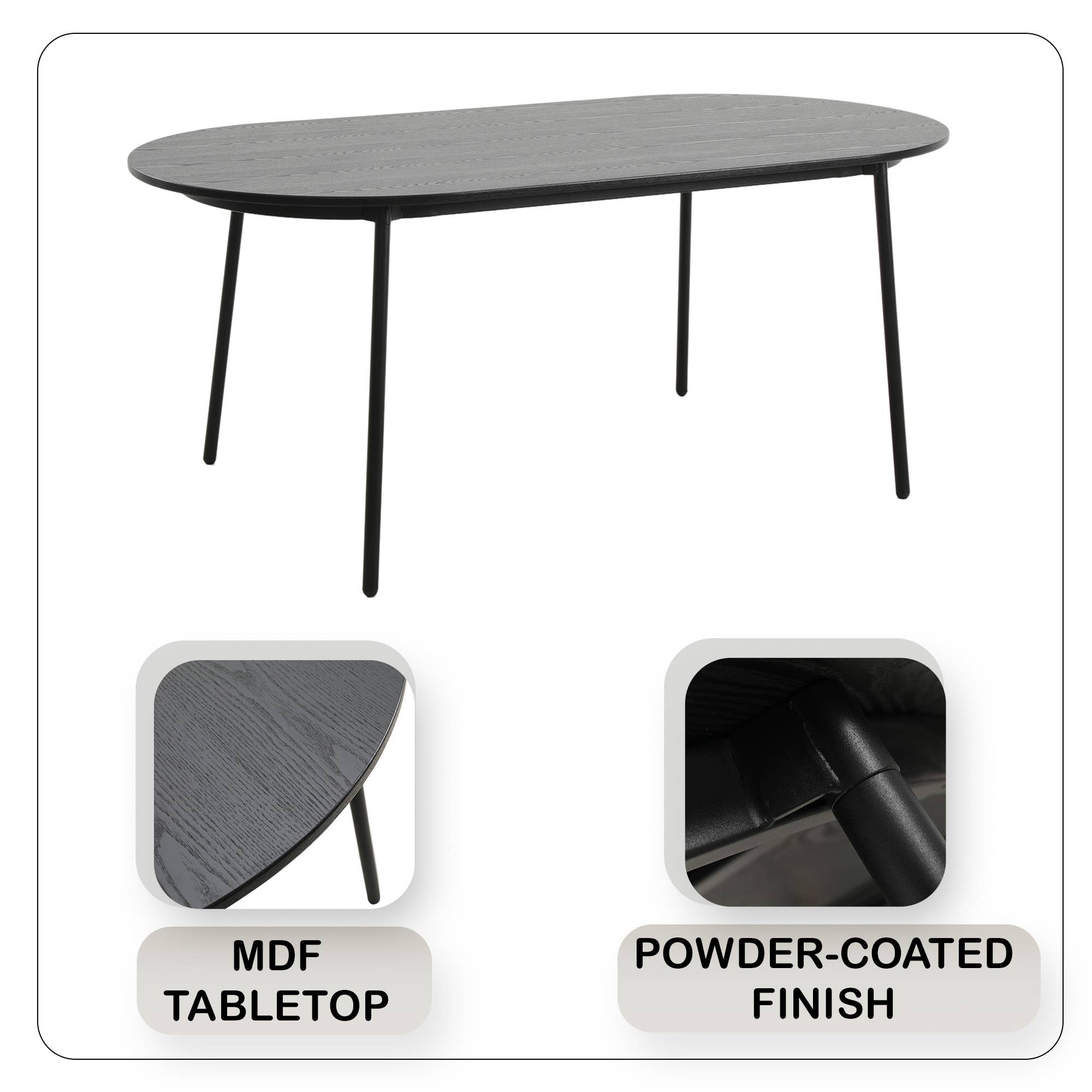 LeisureMod Tule Dining Set with 8 Chairs and 83" Oval Table