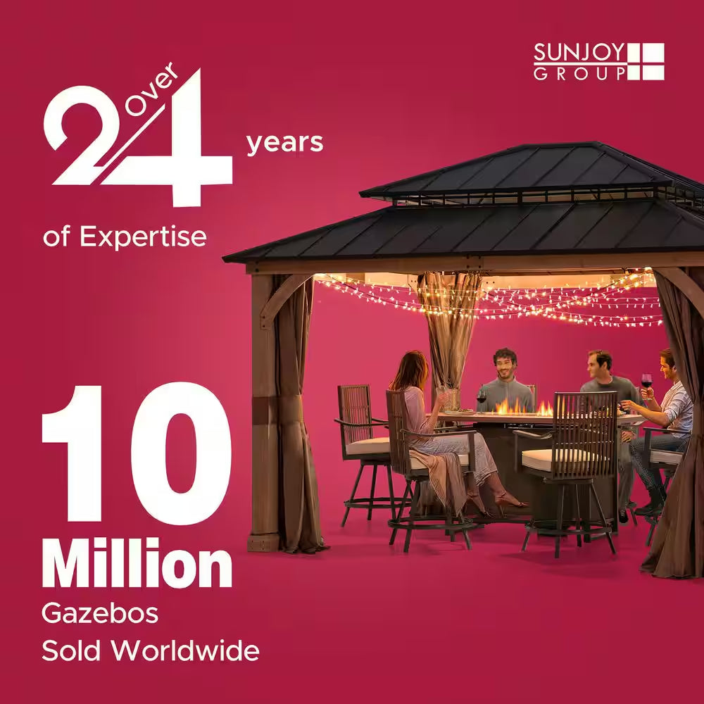 Hanover 11 Ft. W X 13 Ft. D X 10 Ft. H Cedar Wood Frame Carport Gazebo with Powdwe Coated Steel Roof