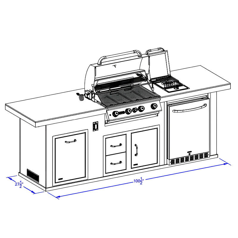 Bull Premier Q 9.5-Foot BBQ Grill Island