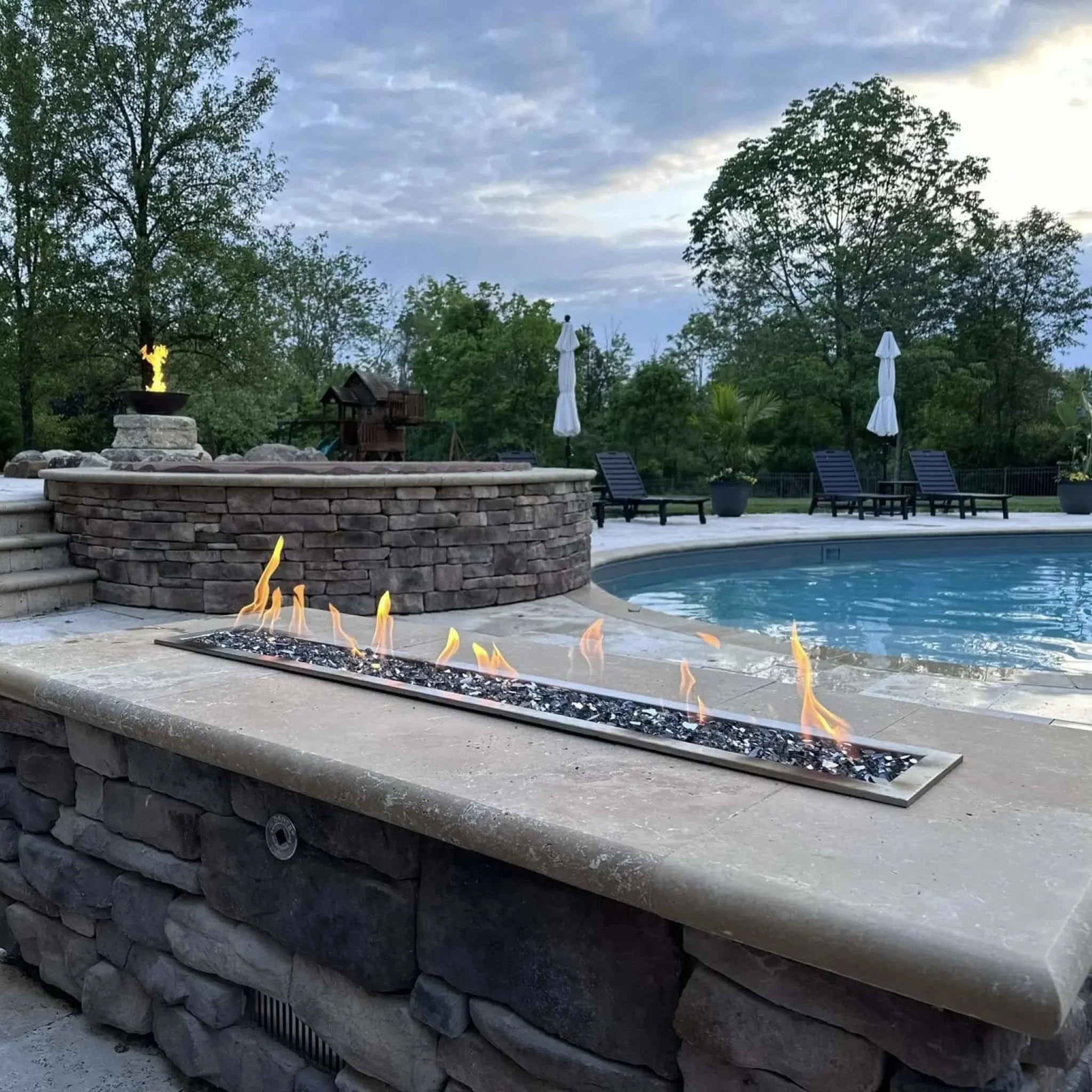 HPC Fire Linear Trough Torpedo Fire Pit Kit (On/Off Electronic Ignition)