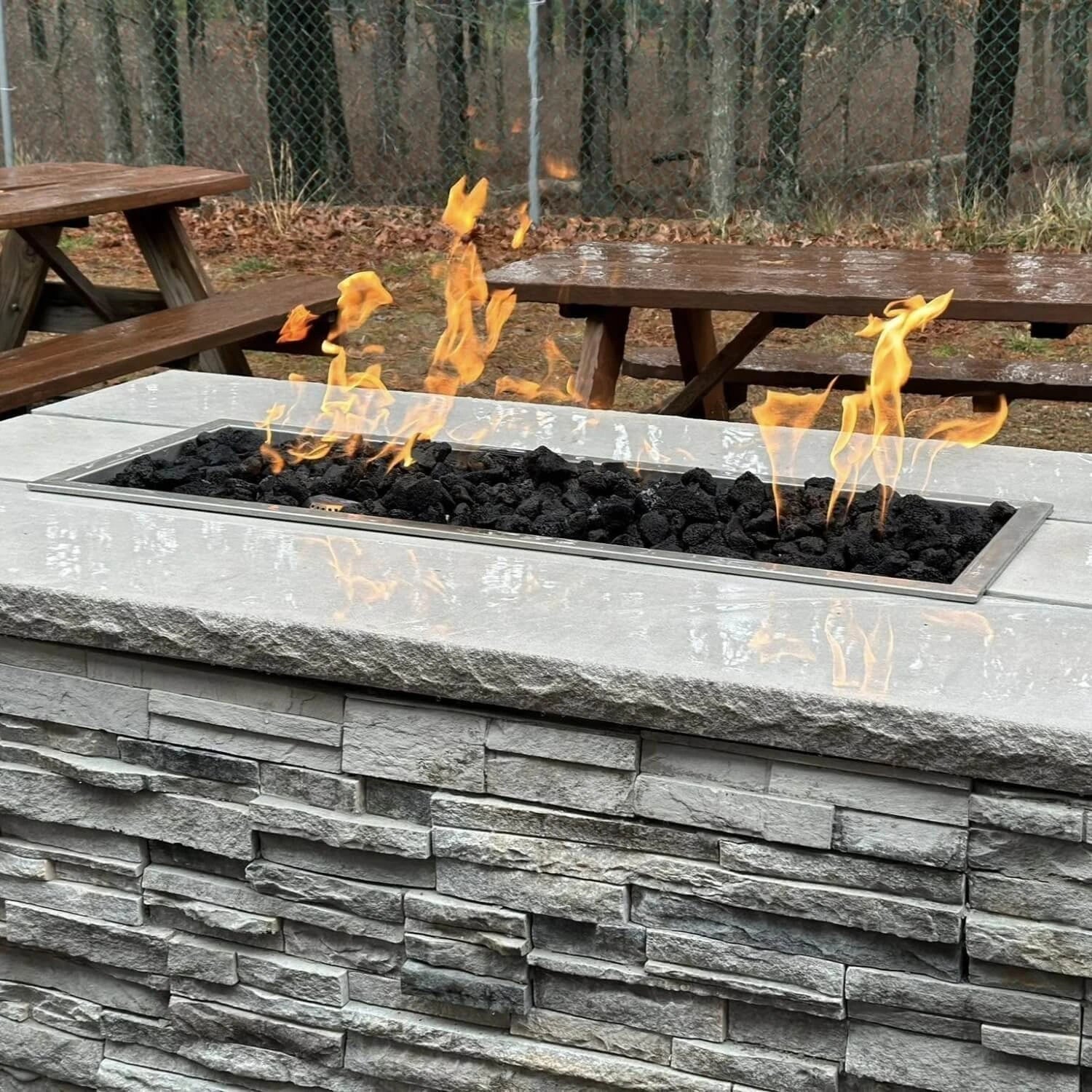HPC Fire Rectangle Torpedo Drop-In Fire Pit Kit (On/Off Electronic Ignition)