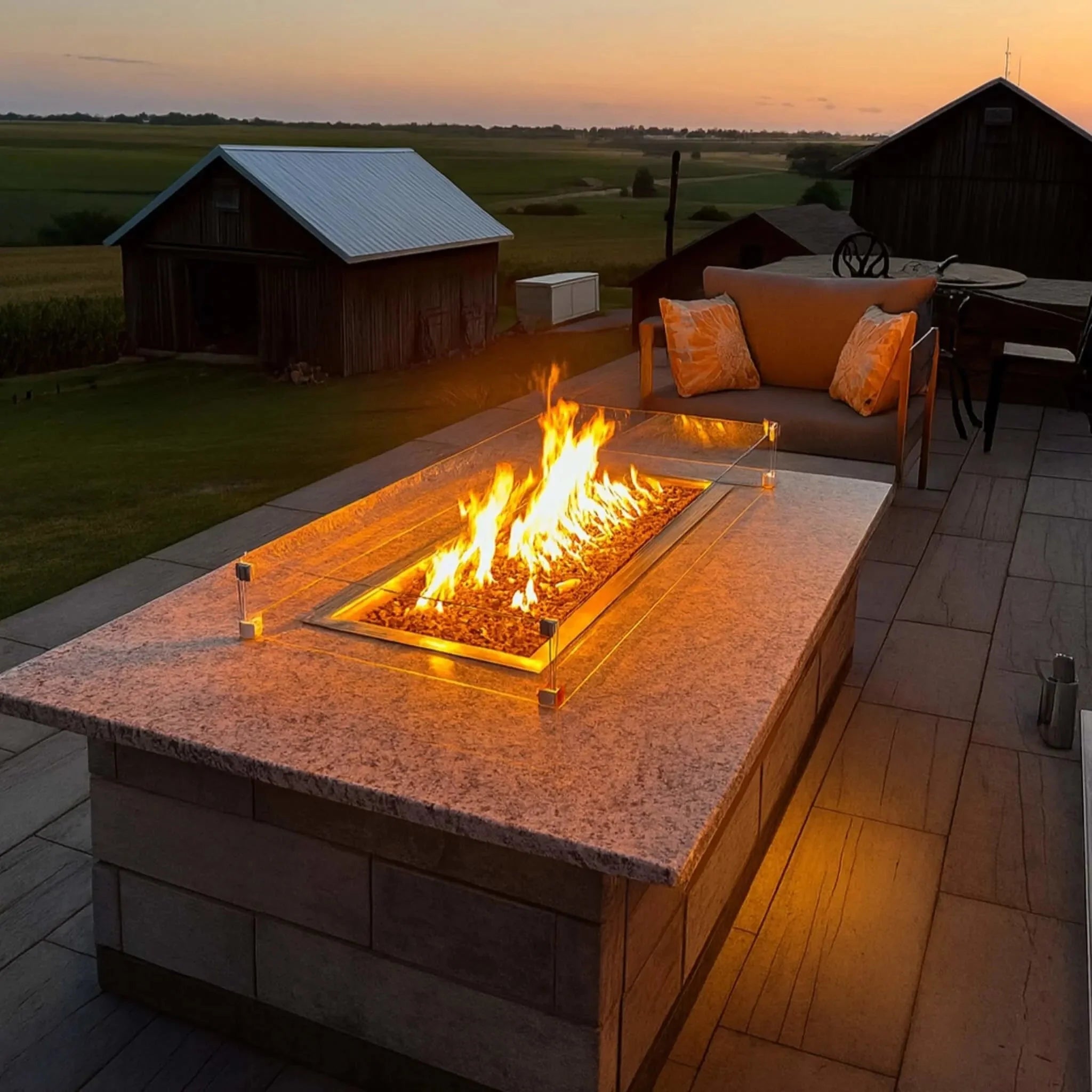 HPC Fire Rectangle Torpedo Drop-In Fire Pit Kit (On/Off Electronic Ignition)
