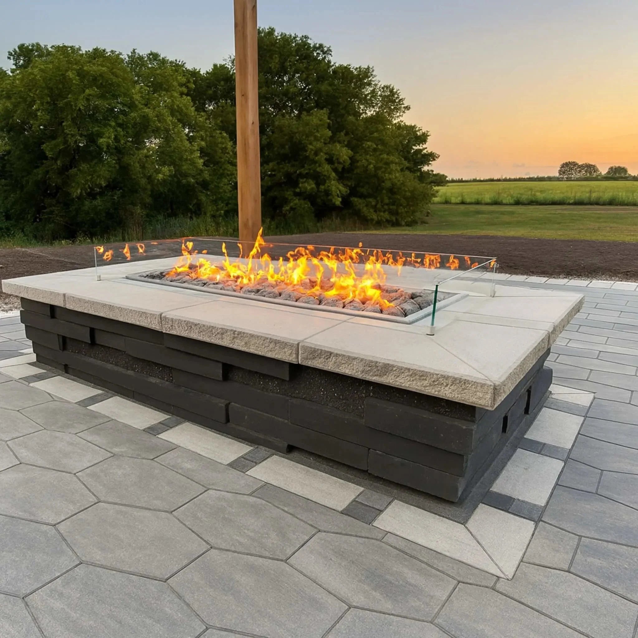 HPC Fire Rectangle Torpedo Drop-In Fire Pit Kit (Hi/Lo Electronic Ignition)