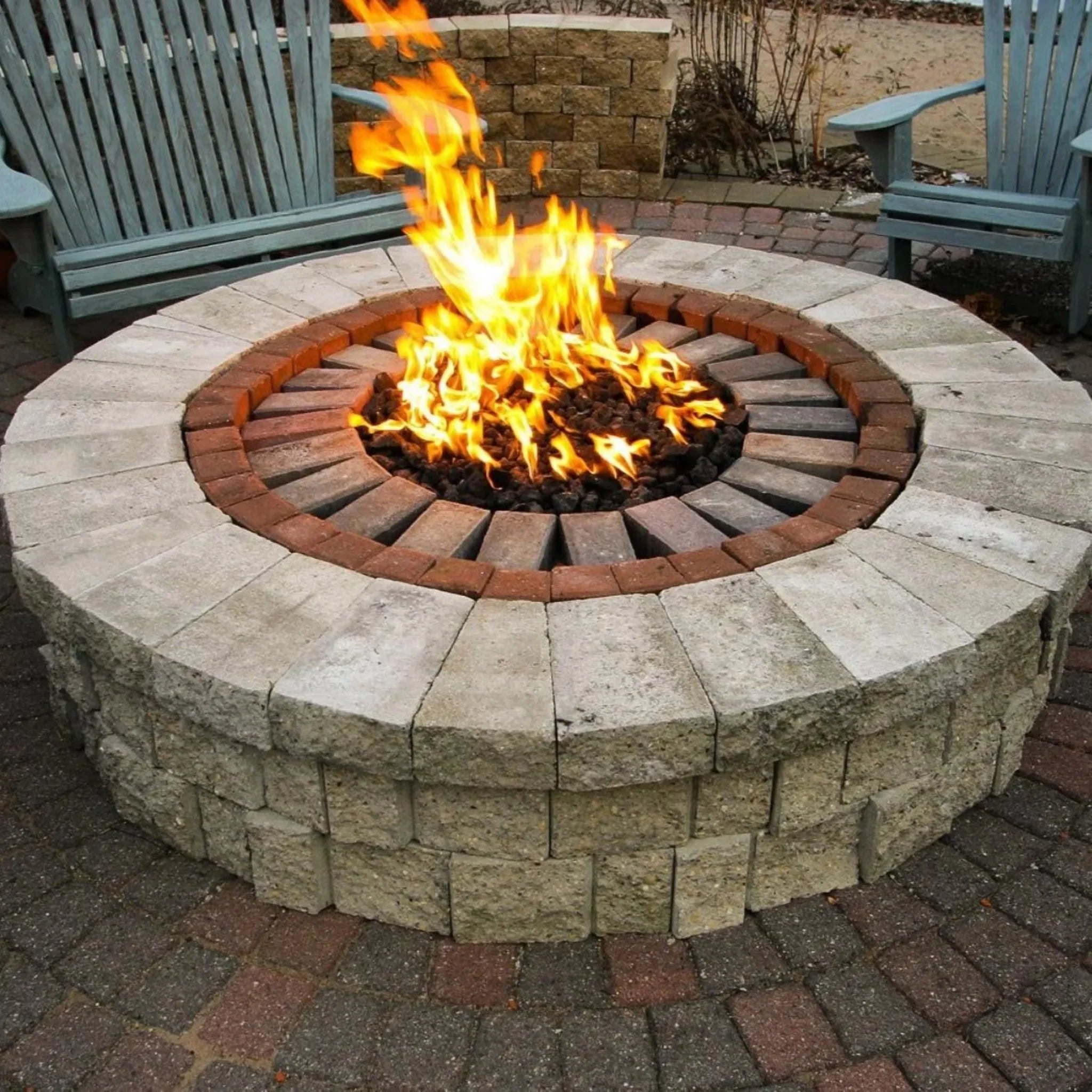 HPC Fire Round Flat Fire Pit Burner Kit (On/Off Electronic Ignition)