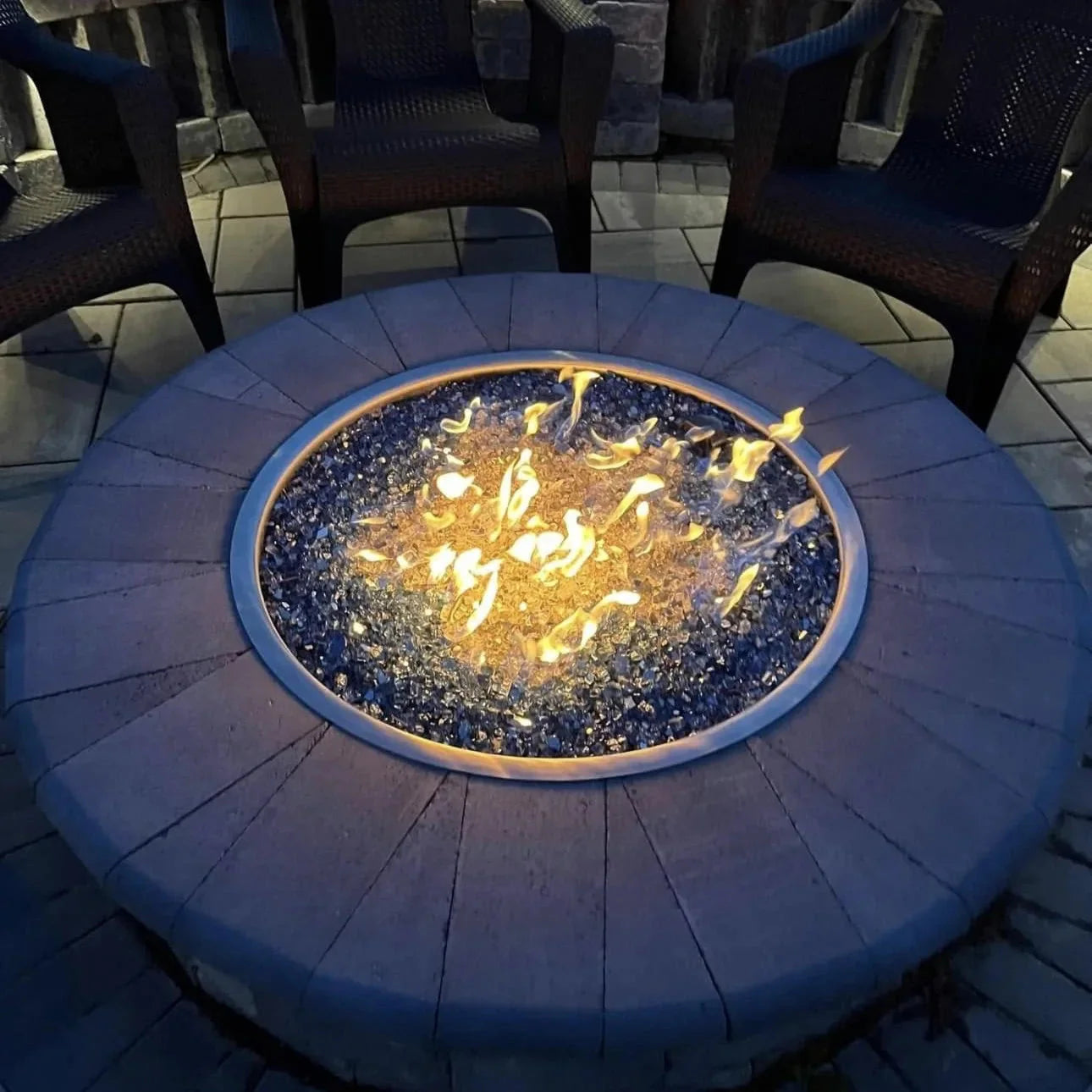 Round Drop-In Hi/Lo Electronic Ignition Fire Pit Burner Kit by HPC Fire