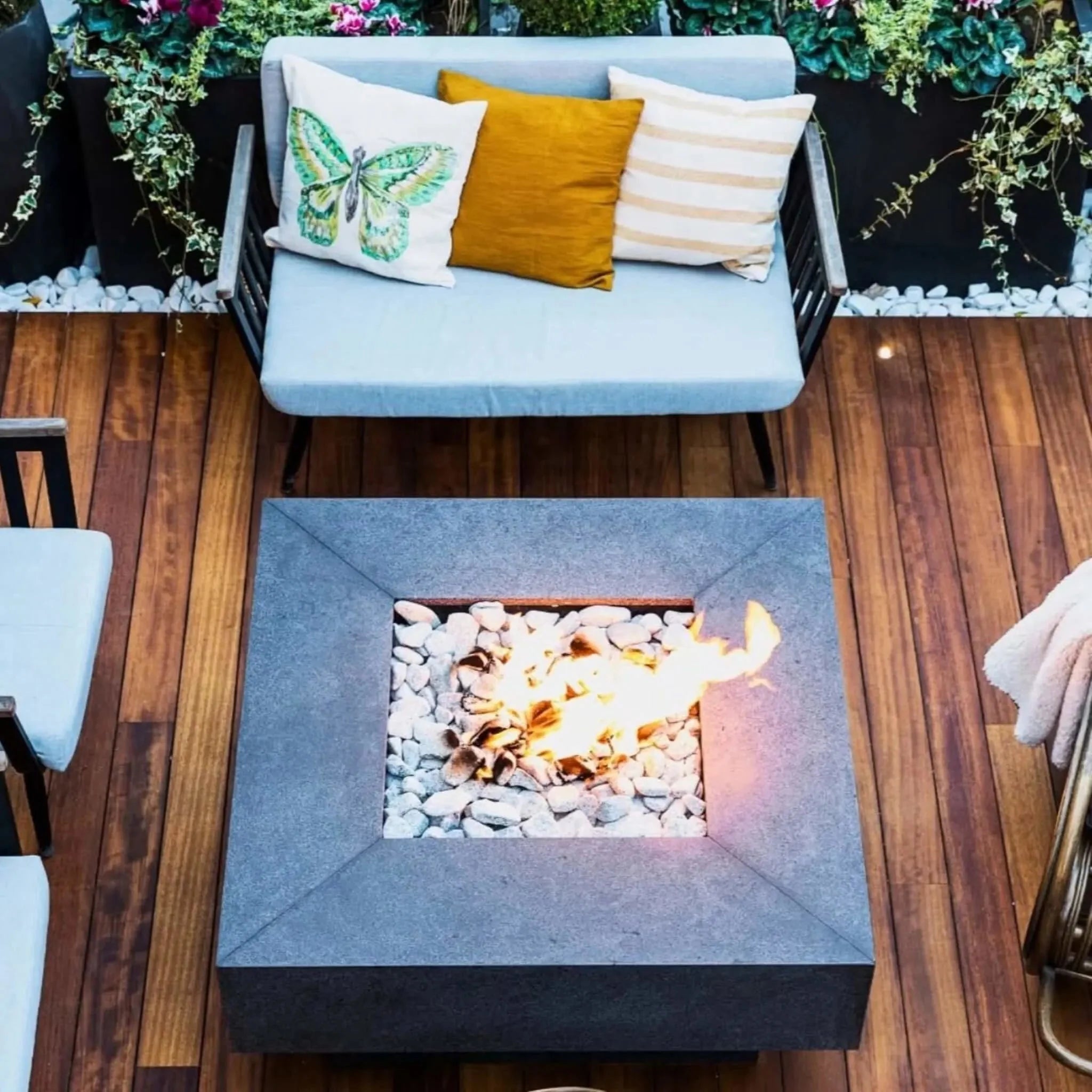 HPC Fire Square Flat Torpedo Fire Pit Burner Kit (On/Off Electronic Ignition)