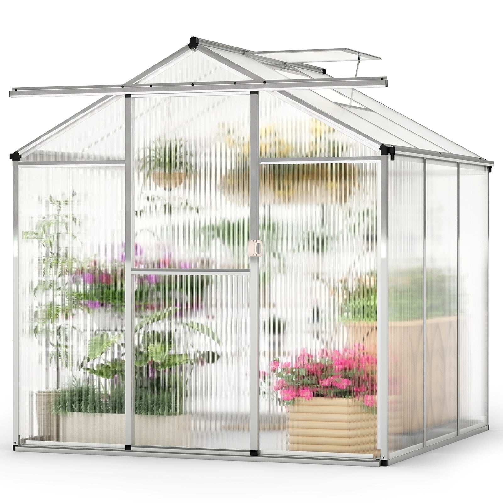 Large Walk-in Green House with Rain Gutters and Polycarbonate Panels