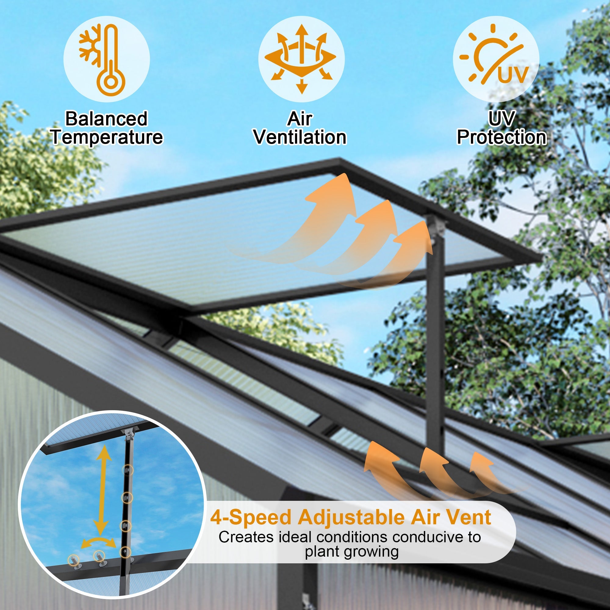 6x14FT Outdoor Greenhouse - Polycarbonate with Aluminum Frame