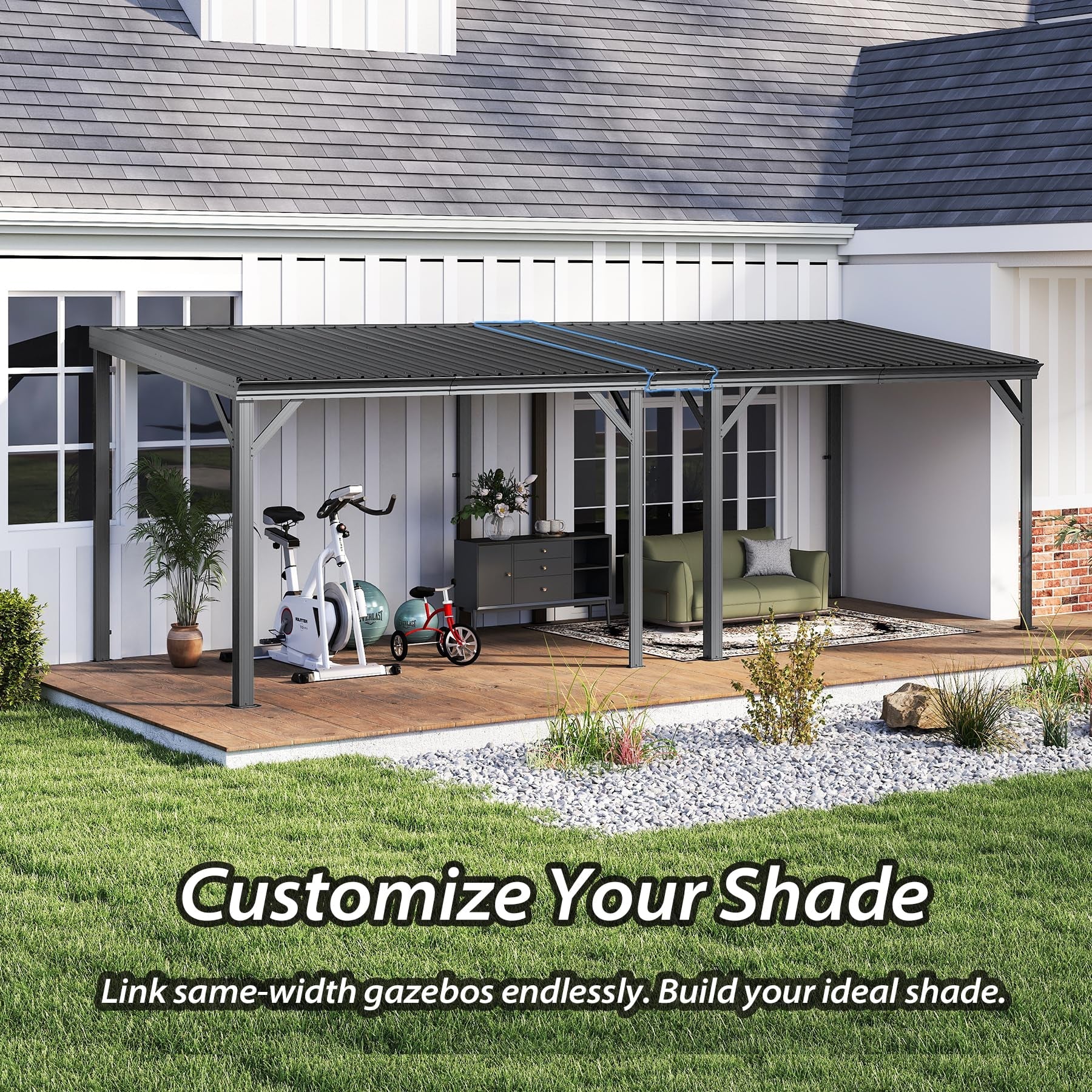 10'x16' Hardtop Wall Mounted Gazebo