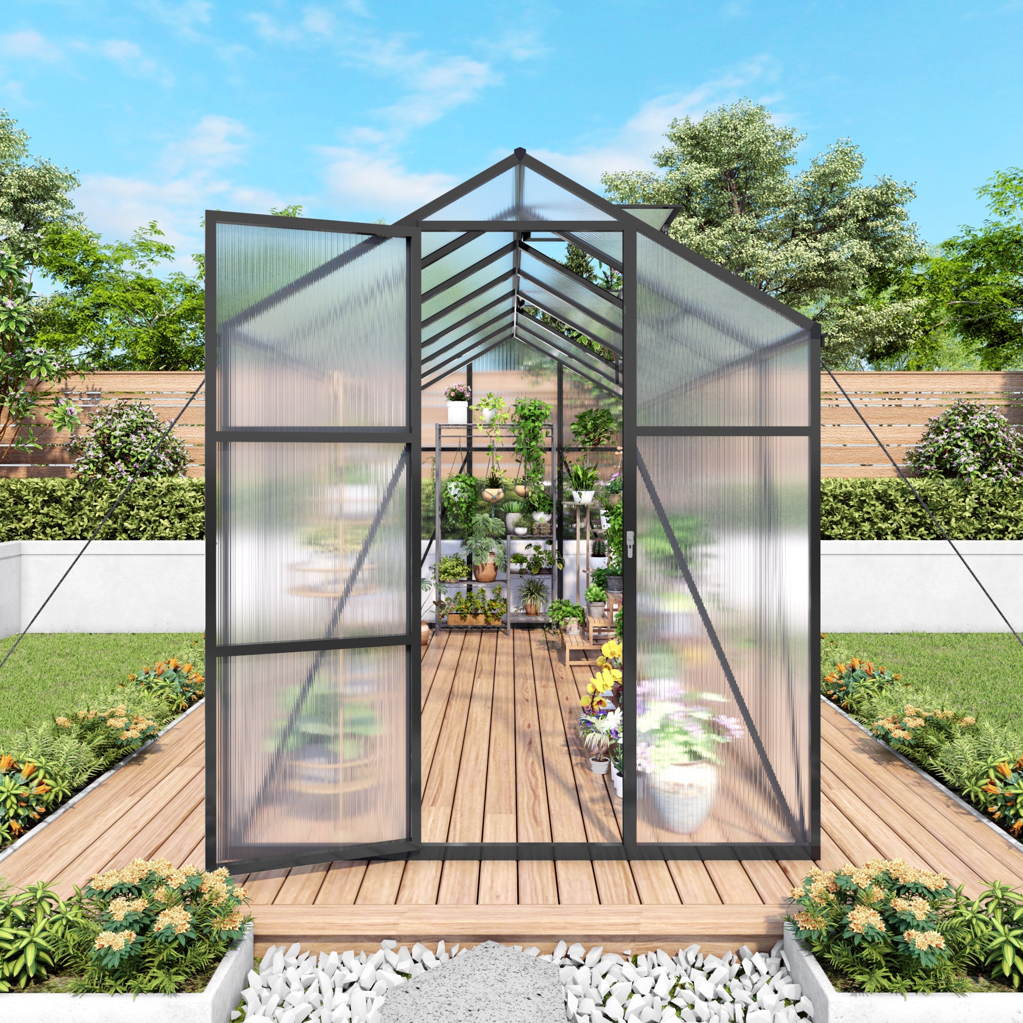 6x14FT Outdoor Greenhouse - Polycarbonate with Aluminum Frame